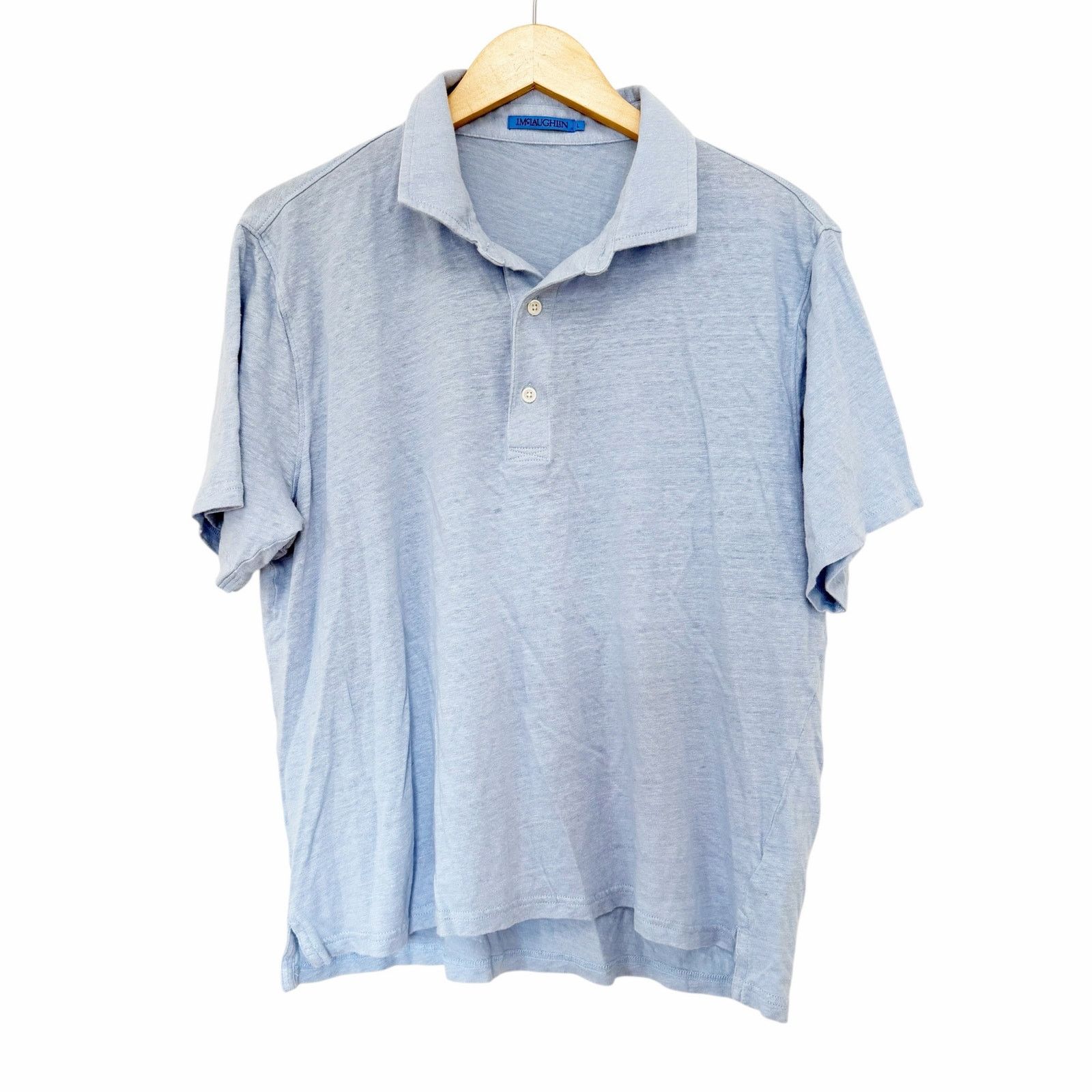 J.McLaughlin J. McLaughlin Light Blue 100% Linen Short Sleeve Polo Sz L Size US L / EU 52-54 / 3 - 2 Thumbnail