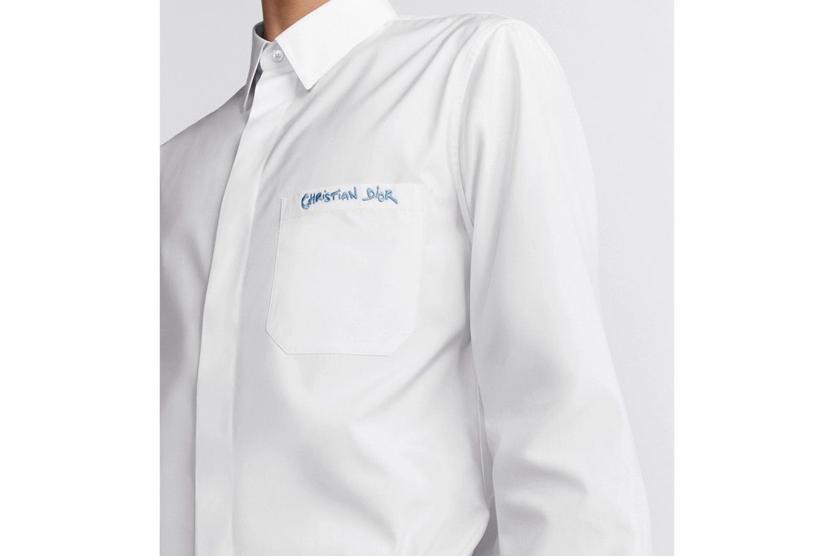Dior o1bcso1str0226 Tag Embroidery Shirt in White Size US XL / EU 56 / 4 - 8 Thumbnail
