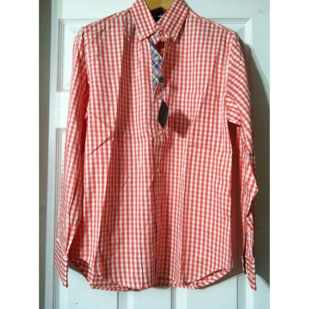 Tailorbyrd TAILORBYRD MENS NEW ORANGE 100%COTTON CASUAL SHIRT SIZE: S Size US S / EU 44-46 / 1 - 1 Thumbnail