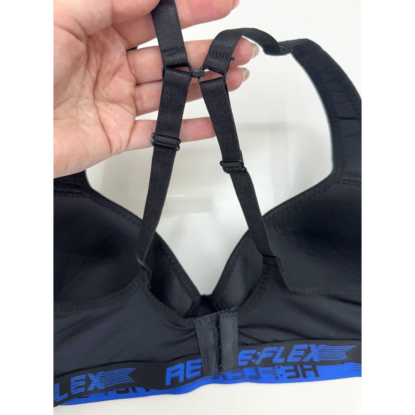 Vintage ReFlex Womens Bra 1X Black Padded Sports Bra Adjustable Size ONE SIZE - 5 Thumbnail