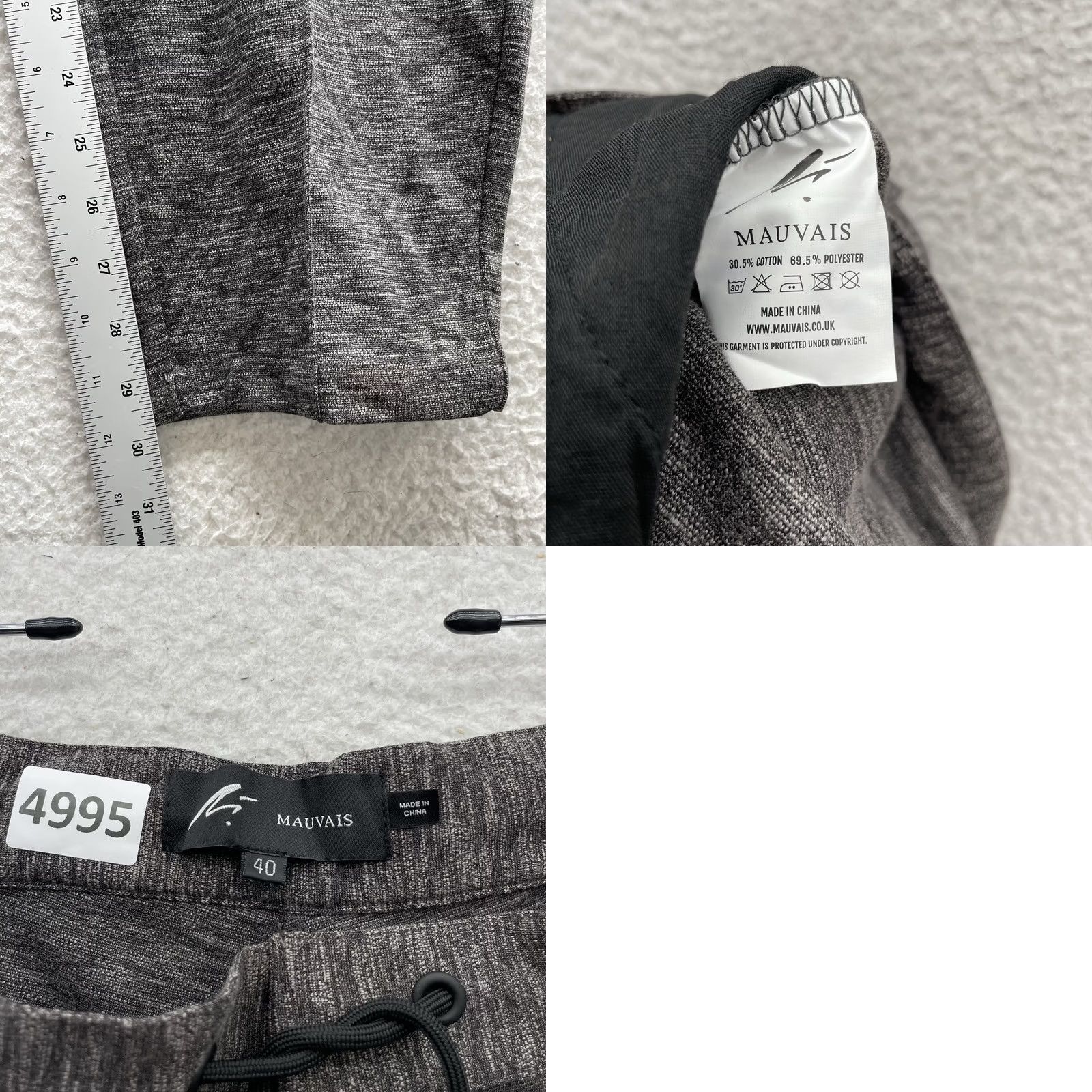 Vintage Mauvais Pants Mens 40x30 Heather Gray Tapered Drawstring Trousers Resort Woven Size US 40 / EU 56 - 8 Thumbnail