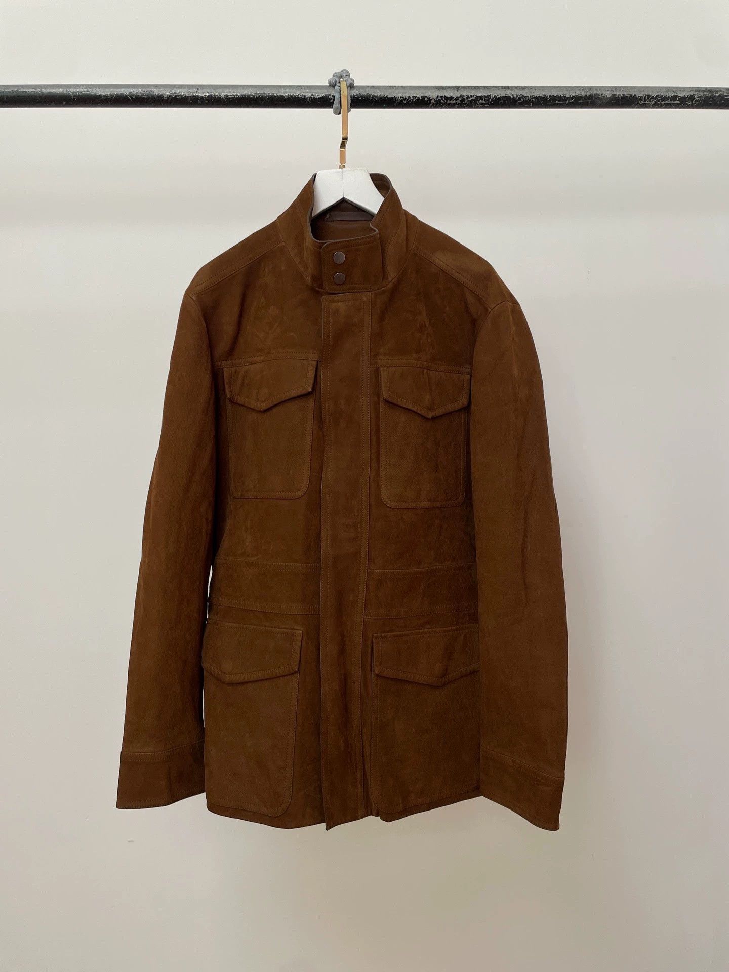 Ermenegildo Zegna ZEGNA Classic Safari Jacket Brown Suede Size 48 Size US M / EU 48-50 / 2 - 1 Thumbnail