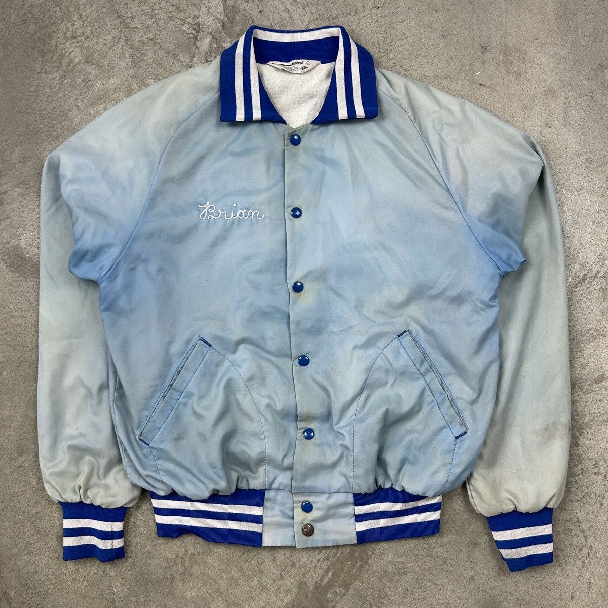 Vintage 1980s Thrashed Baseball Chainstitch Varsity Jacket Size US L / EU 52-54 / 3 - 13 Thumbnail