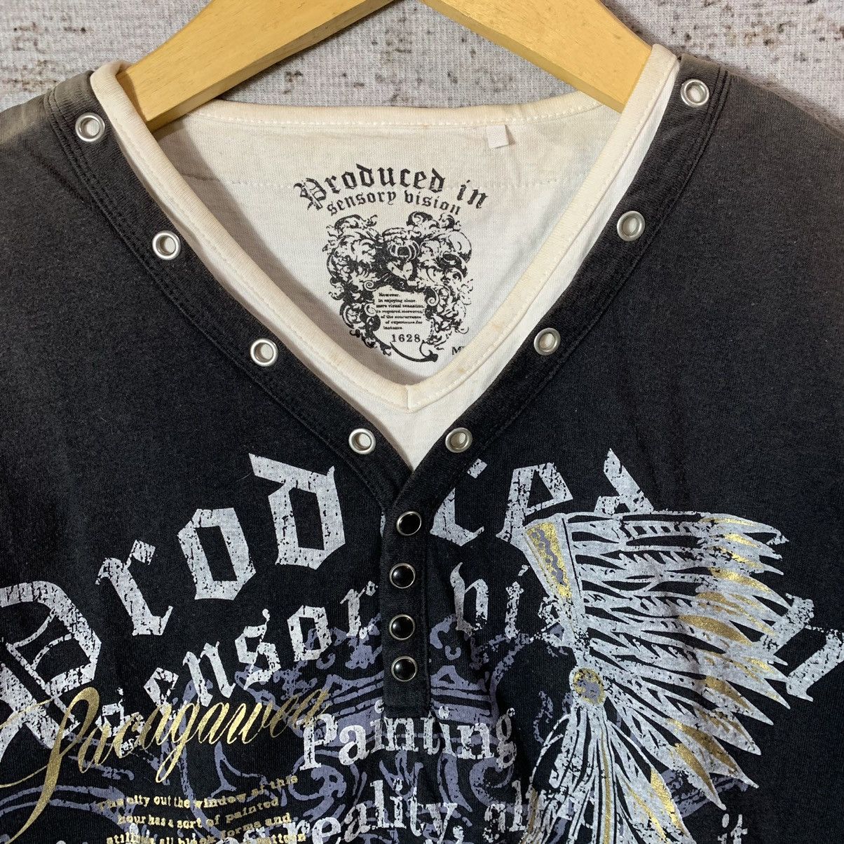 If Six Was Nine × Japanese Brand × Le Grande Bleu (L.G.B.) Japanese Double Layer Tribal Poem Sun Faded Tee Lgb Styled Size US S / EU 44-46 / 1 - 3 Thumbnail