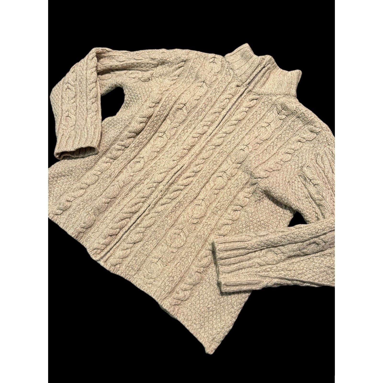 Vintage VINTAGE Aran Crafts Ireland Cardigan Sweater Full Zip Merino Wool Size Medium Women Beige Dolman Sleeve 100% Merino Wool Knit Modern Classic Size M / US 6-8 / IT 42-44 - 4 Thumbnail