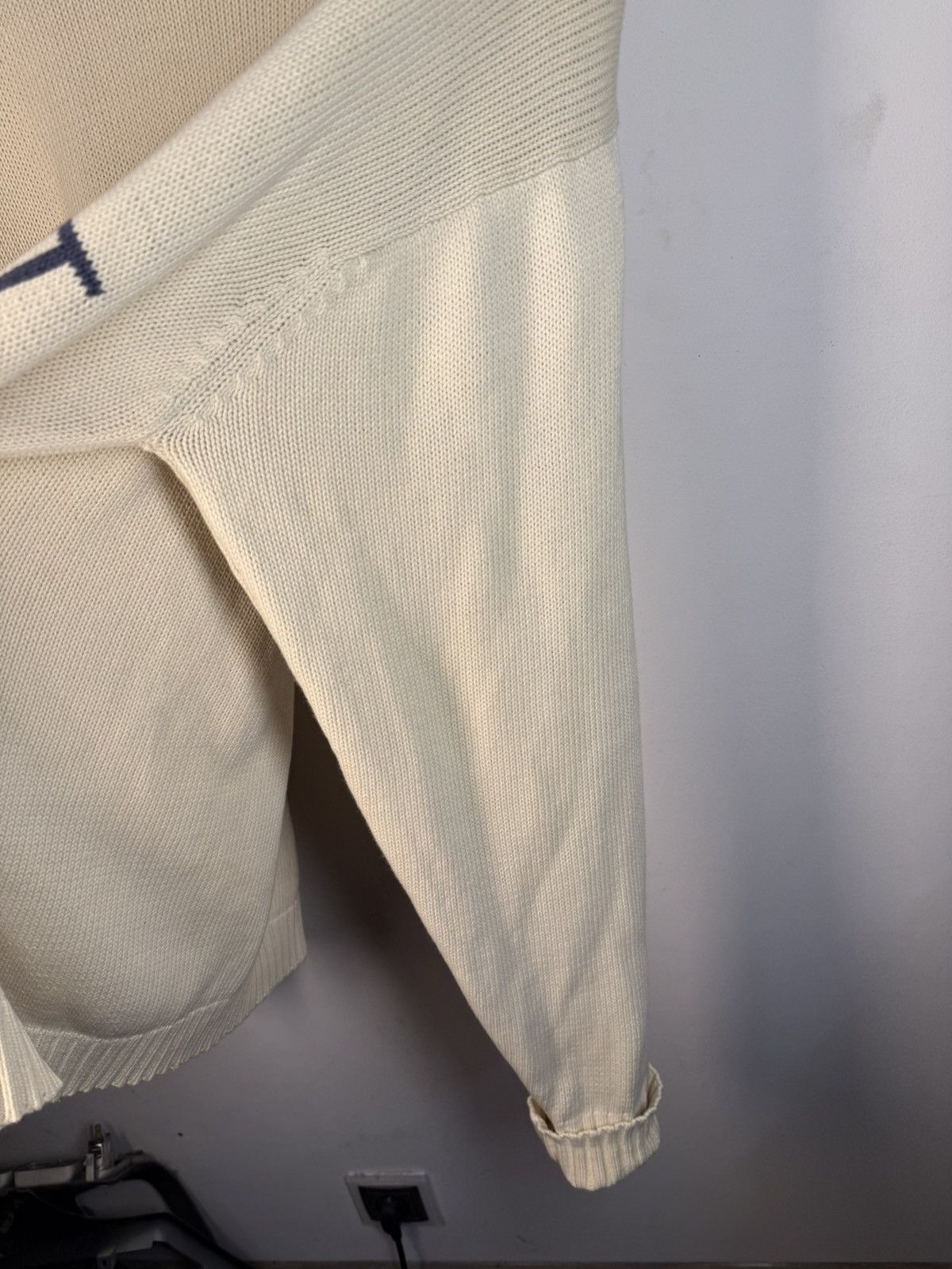 Yves Saint Laurent Cream YSL Sweater Knit Big Logo Turtleneck y2k Sweatshirt Size US L / EU 52-54 / 3 - 13 Thumbnail