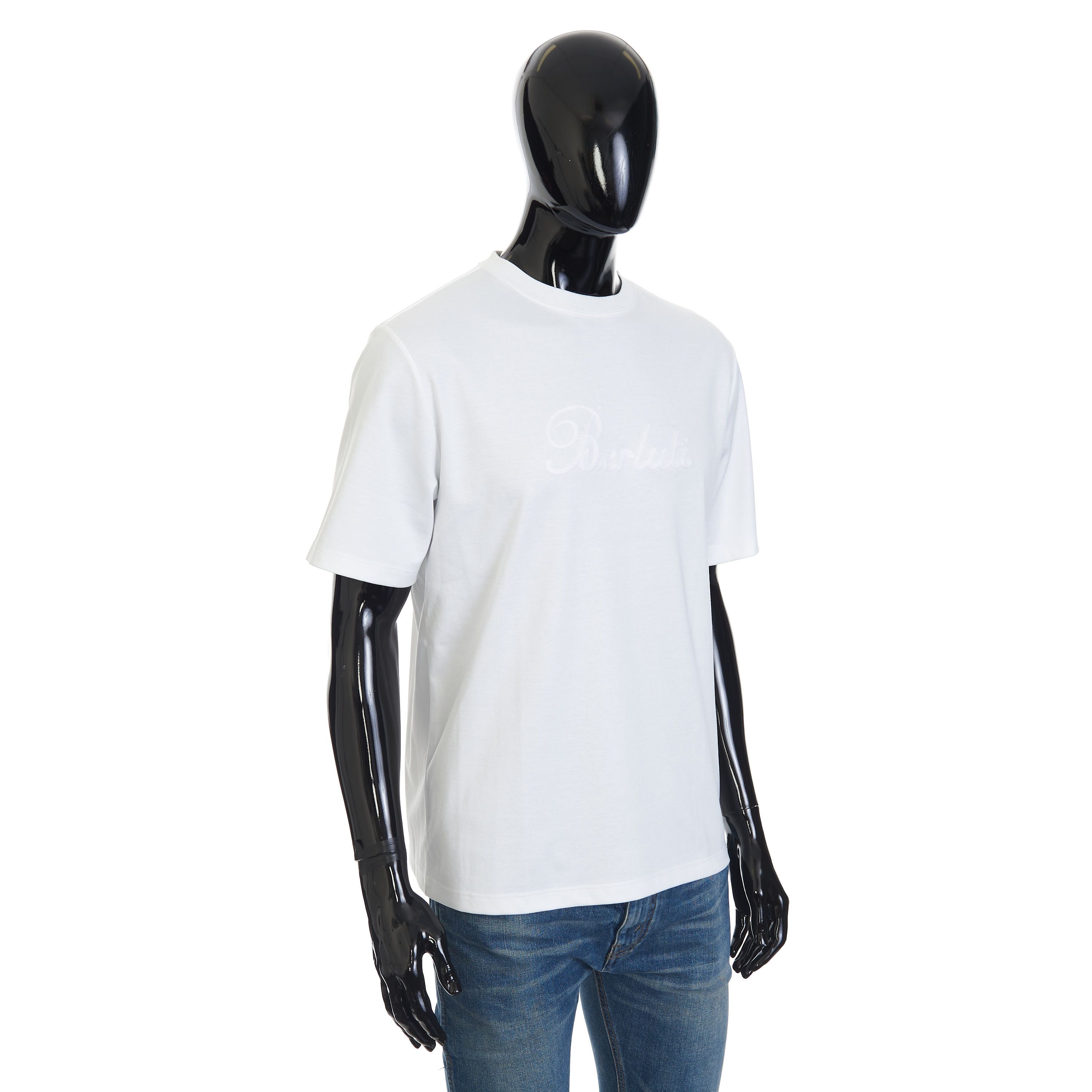 Berluti Oversized Logo Embroidery T-Shirt In White Cotton Size US XXL / EU 58 / 5 - 8 Thumbnail