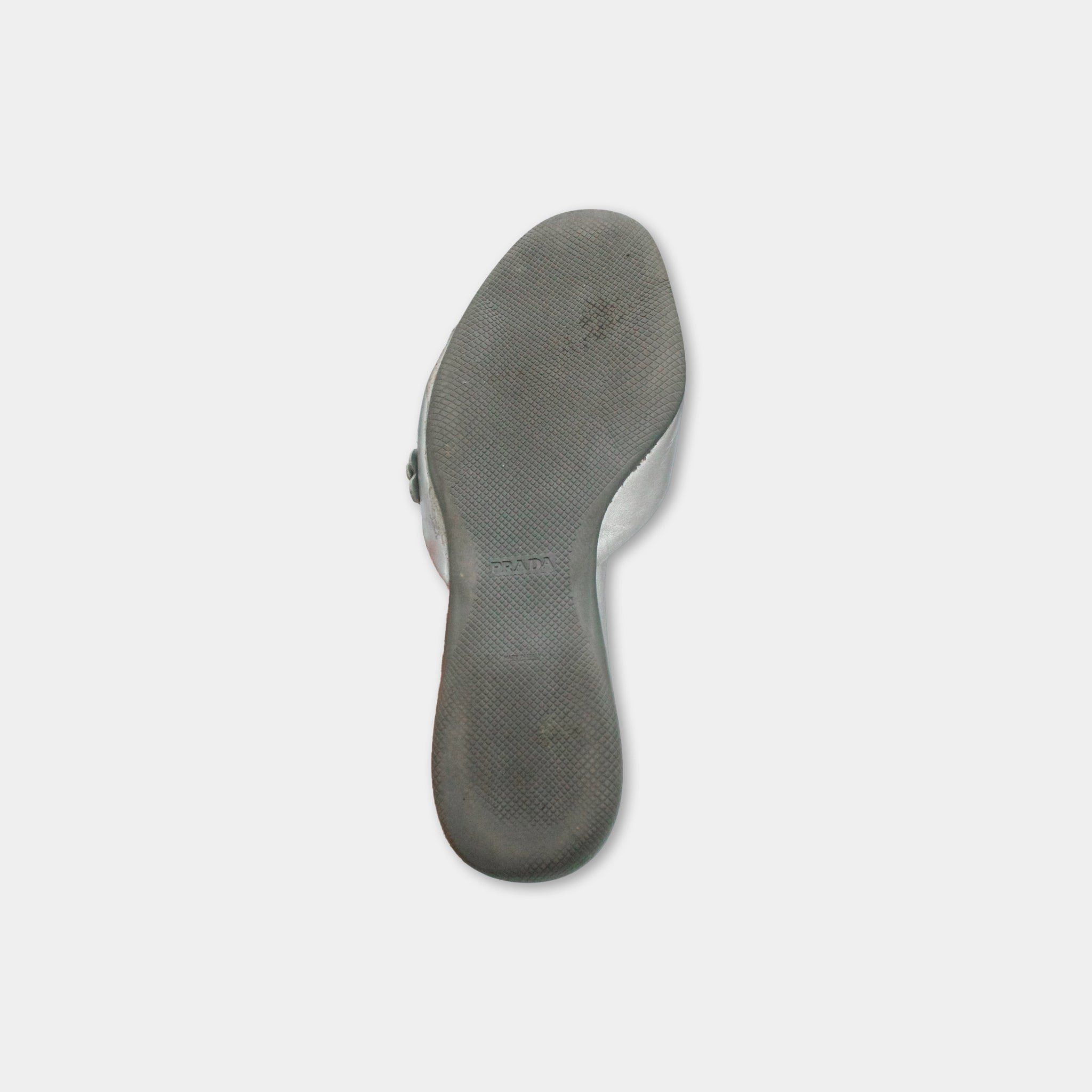 Prada Prada Flower Silver Sandals Size US 8 / IT 38 - 6 Thumbnail