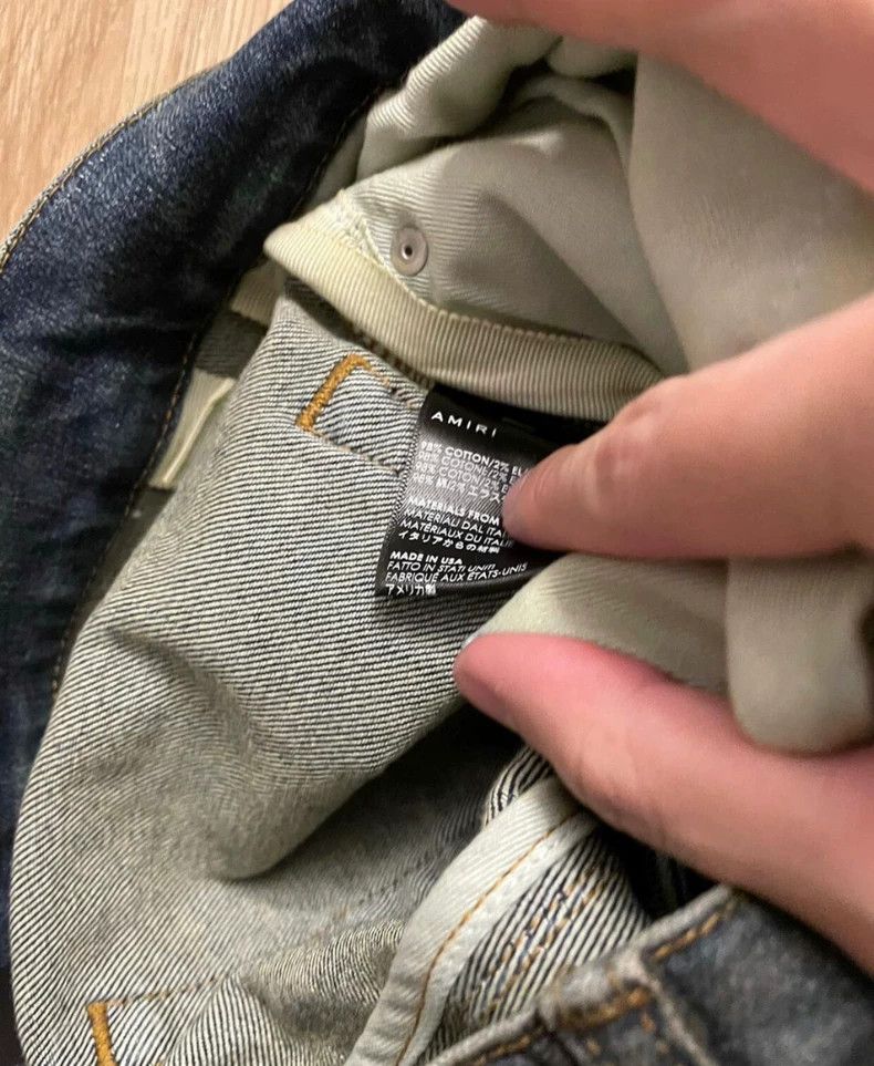 Amiri Amiri oil-stained double knee destroyed blue denim Size US 31 - 4 Thumbnail