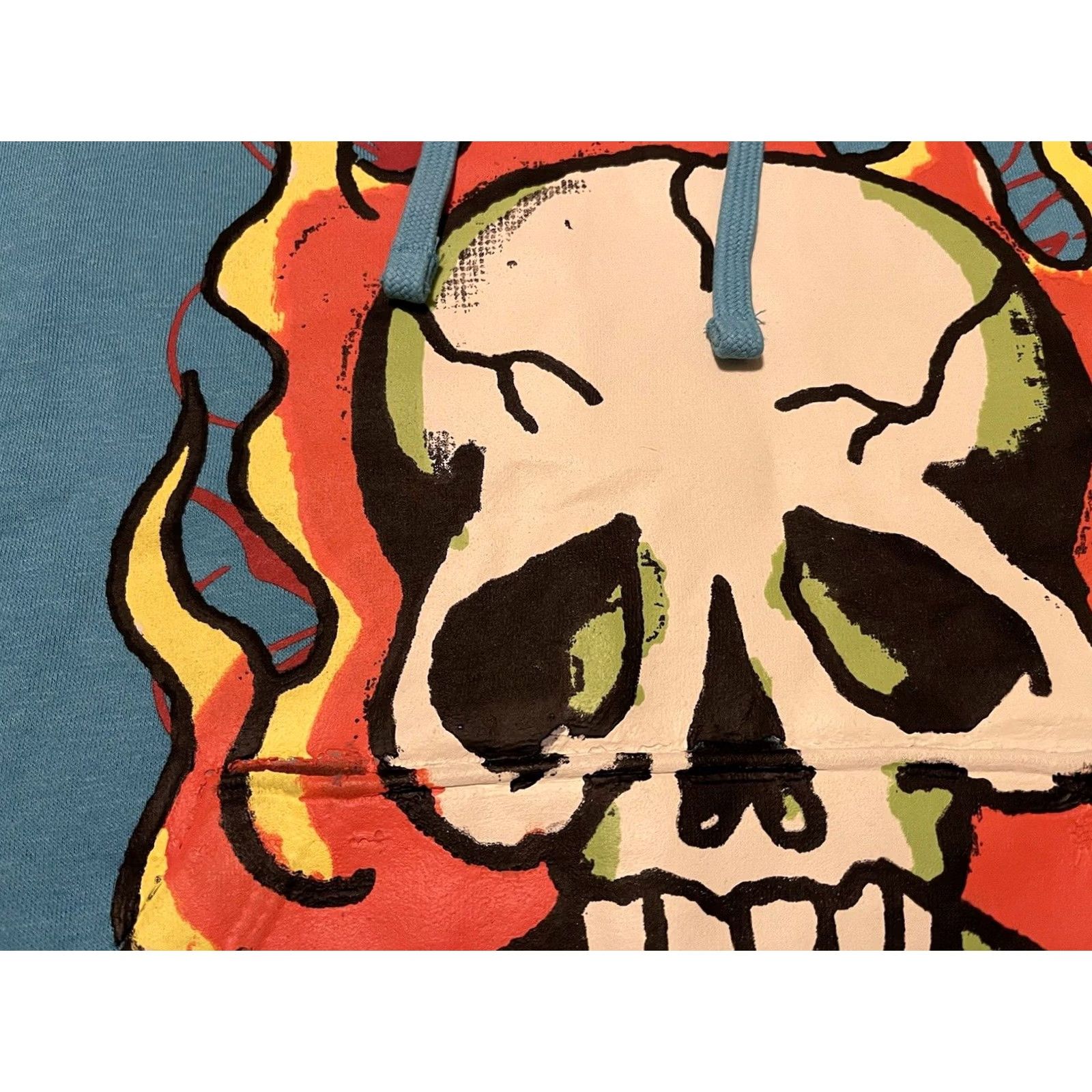 Ed Hardy Ed Hardy Tattoo Skull Flames Blue Pullover Hoodie Sweatshirt - Men's M - New! Size US M / EU 48-50 / 2 - 5 Thumbnail