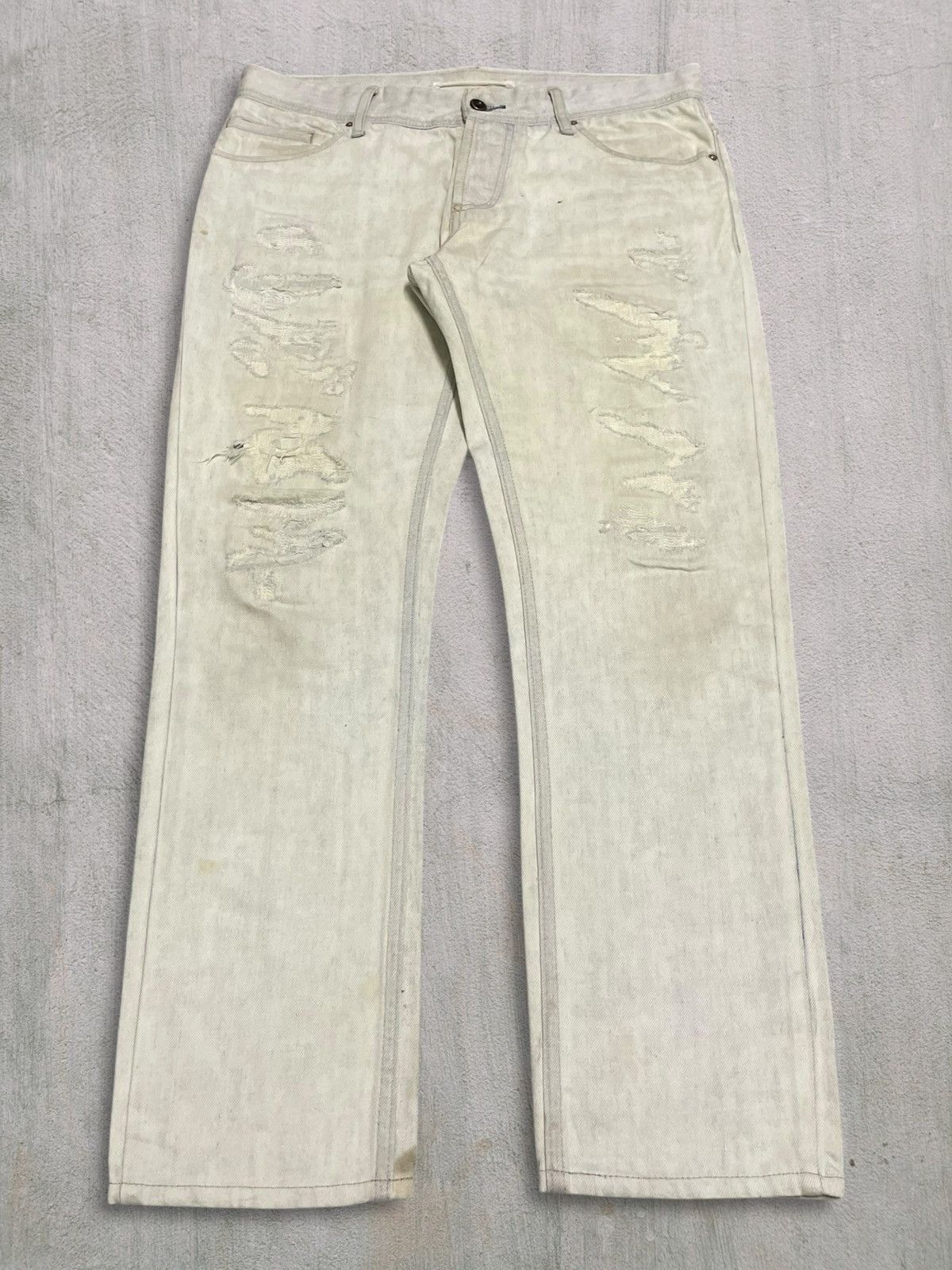 KOJIMA GENES Japanese Denim E Jeans by Kojima Ripped Punk Style Designer Size US 33 - 1 Thumbnail