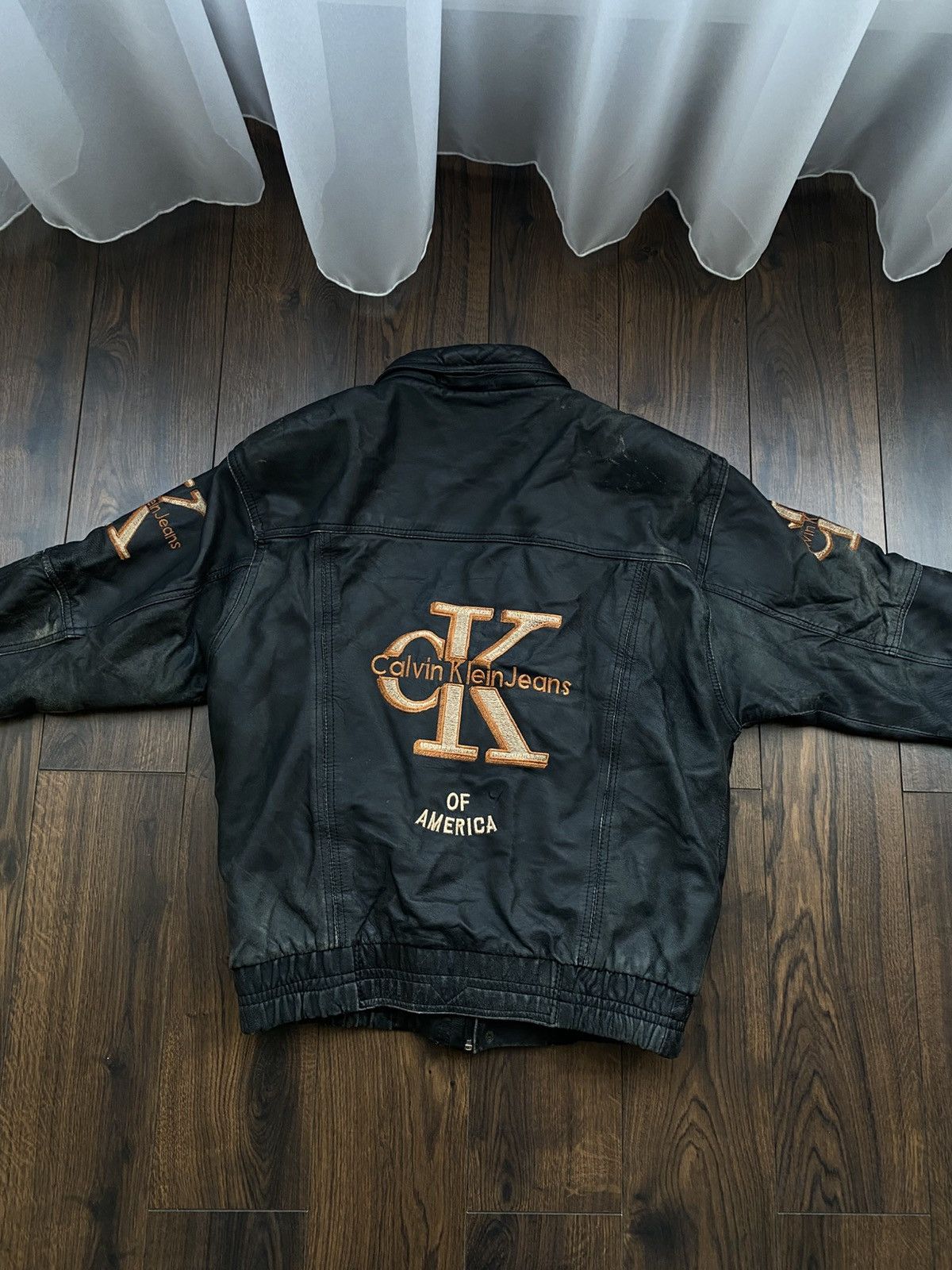 Calvin Klein Vintage Calvin Klein Jeans Of America Leather Jacket 90s USA Size US L / EU 52-54 / 3 - 8 Thumbnail