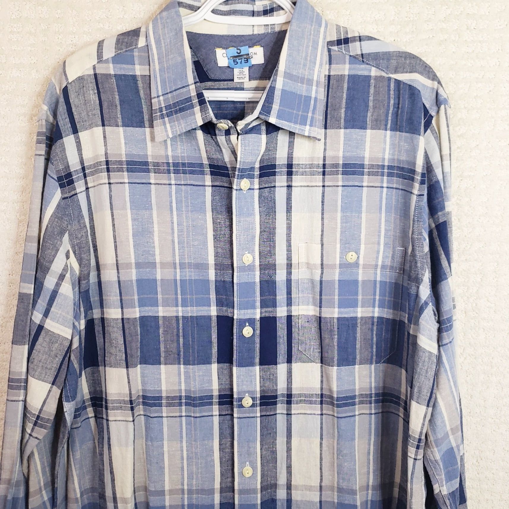 Club Room VINTAGE Club Room Shirt Mens XL Blue Plaid Button-Up Long Sleeve Slim Fit Size US XL / EU 56 / 4 - 2 Thumbnail