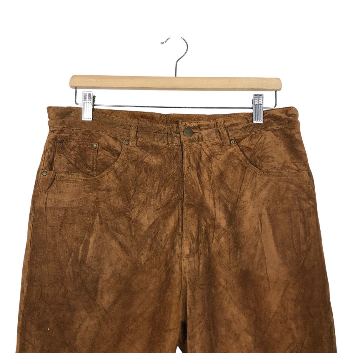 Japanese Brand 🔥VINTAGE SUEDE SOFT LEATHER PANTS BIKER HALLHUBER Size US 32 / EU 48 - 5 Thumbnail