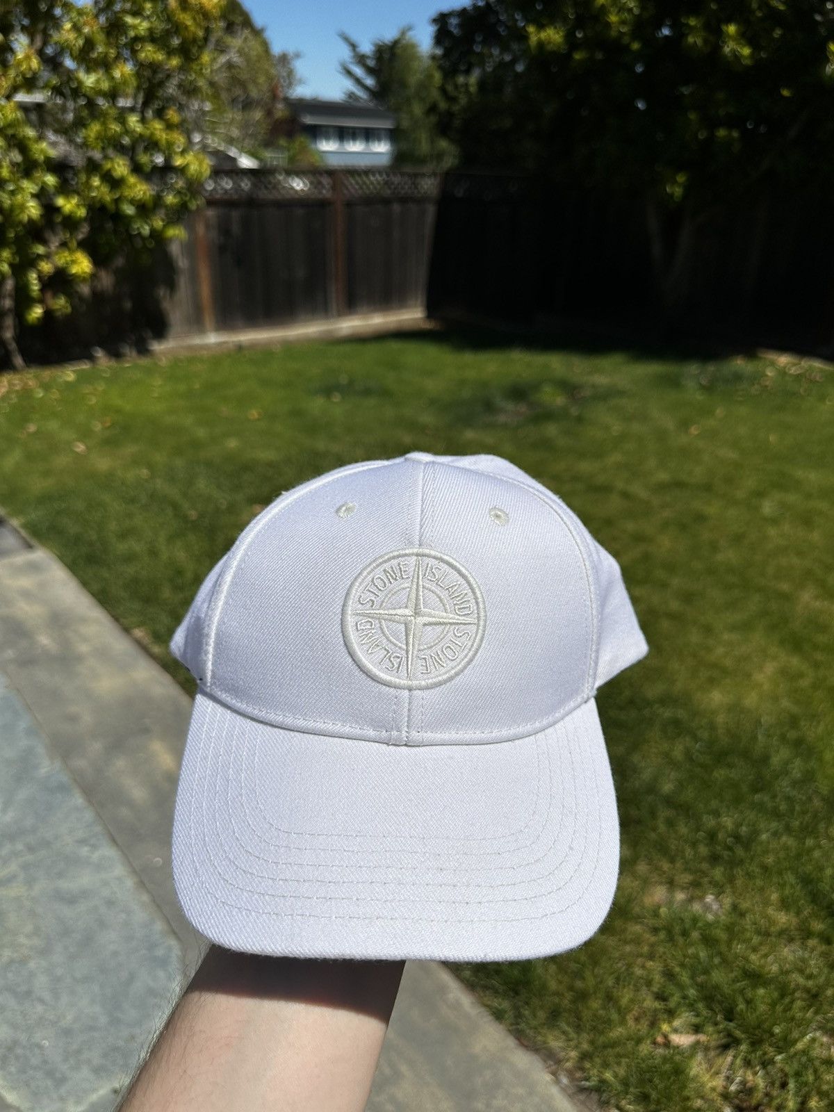 image of Stone Island White Logo 6-Panel Hat, Men's