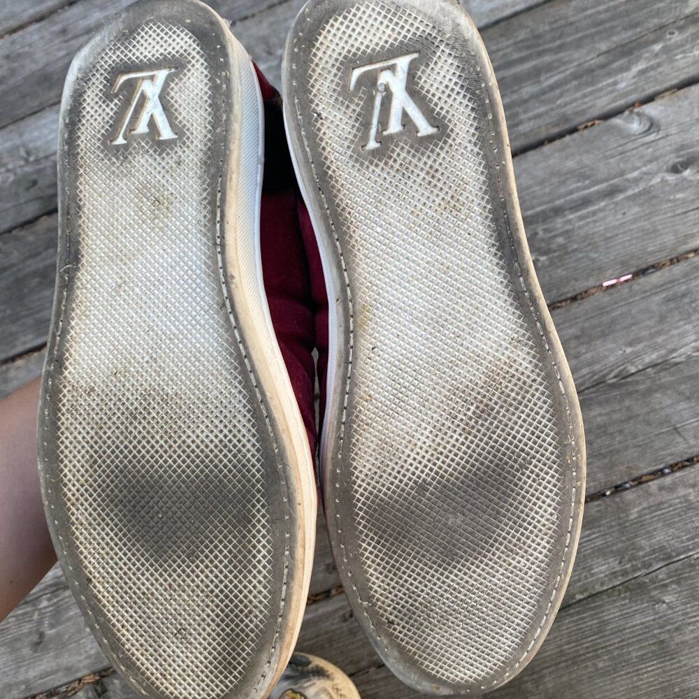 Louis Vuitton Louis Vuitton Burgundy/Black Suede and Leather Logo Lace Up Size US 7 / EU 40 - 9 Thumbnail