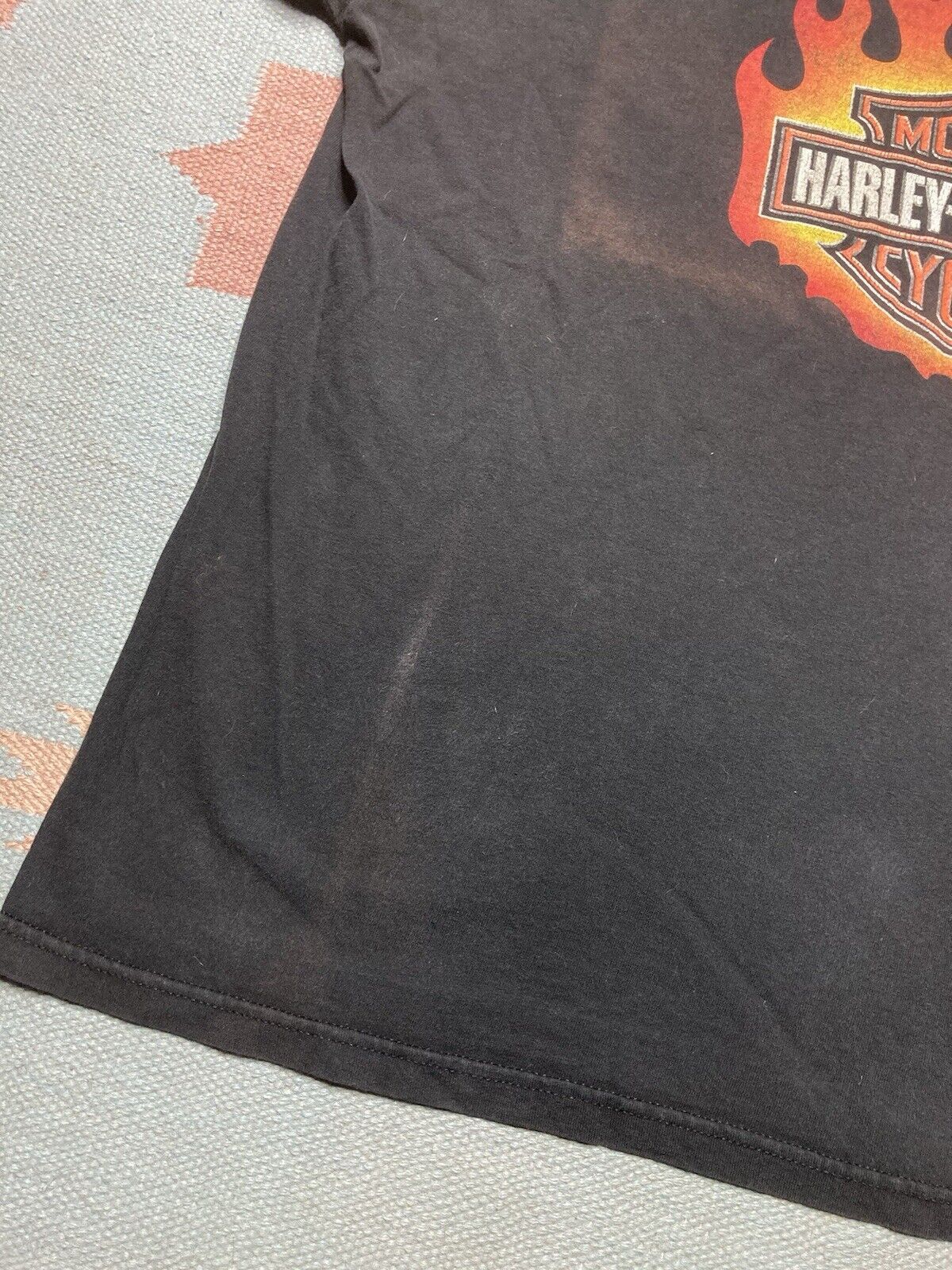 Harley Davidson × Vintage Vtg graphic t shirt Harley Davidson flames fire faded XXL Size US XXL / EU 58 / 5 - 4 Thumbnail
