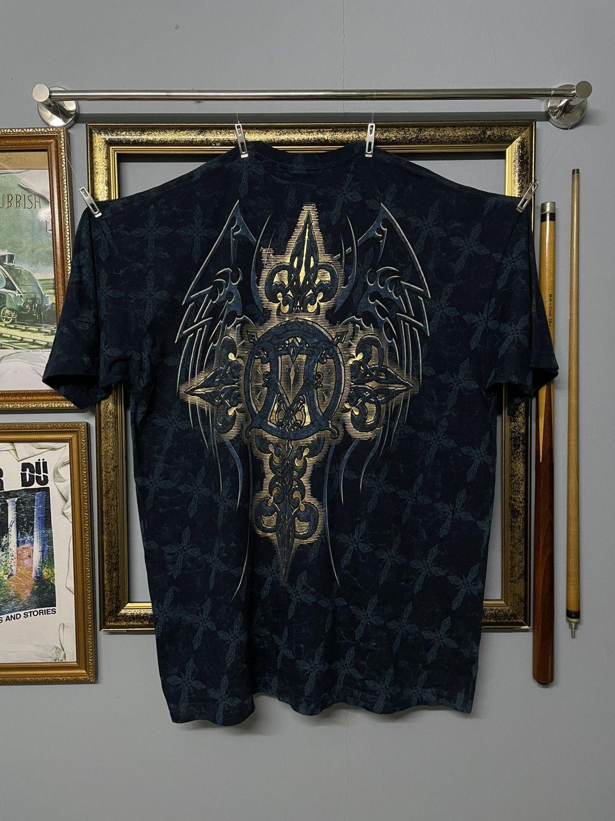 Affliction Vintage Rare 1990s Affliction Cross Live Fast Die Strong Tee Size US XL / EU 56 / 4 - 8 Thumbnail