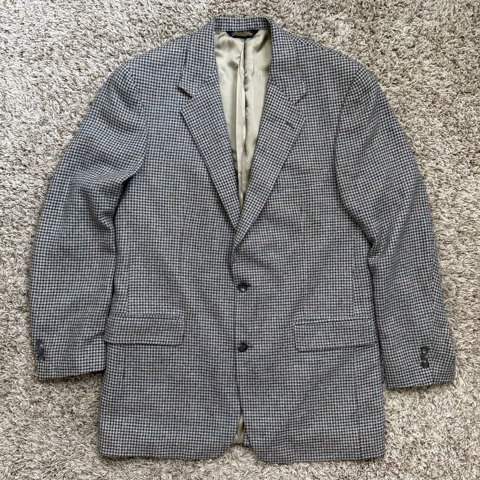 Brooks Brothers × Vintage Vintage Brooks Brothers Houndstooth Wool Blazer Suit Jacket Size 42L - 1 Thumbnail