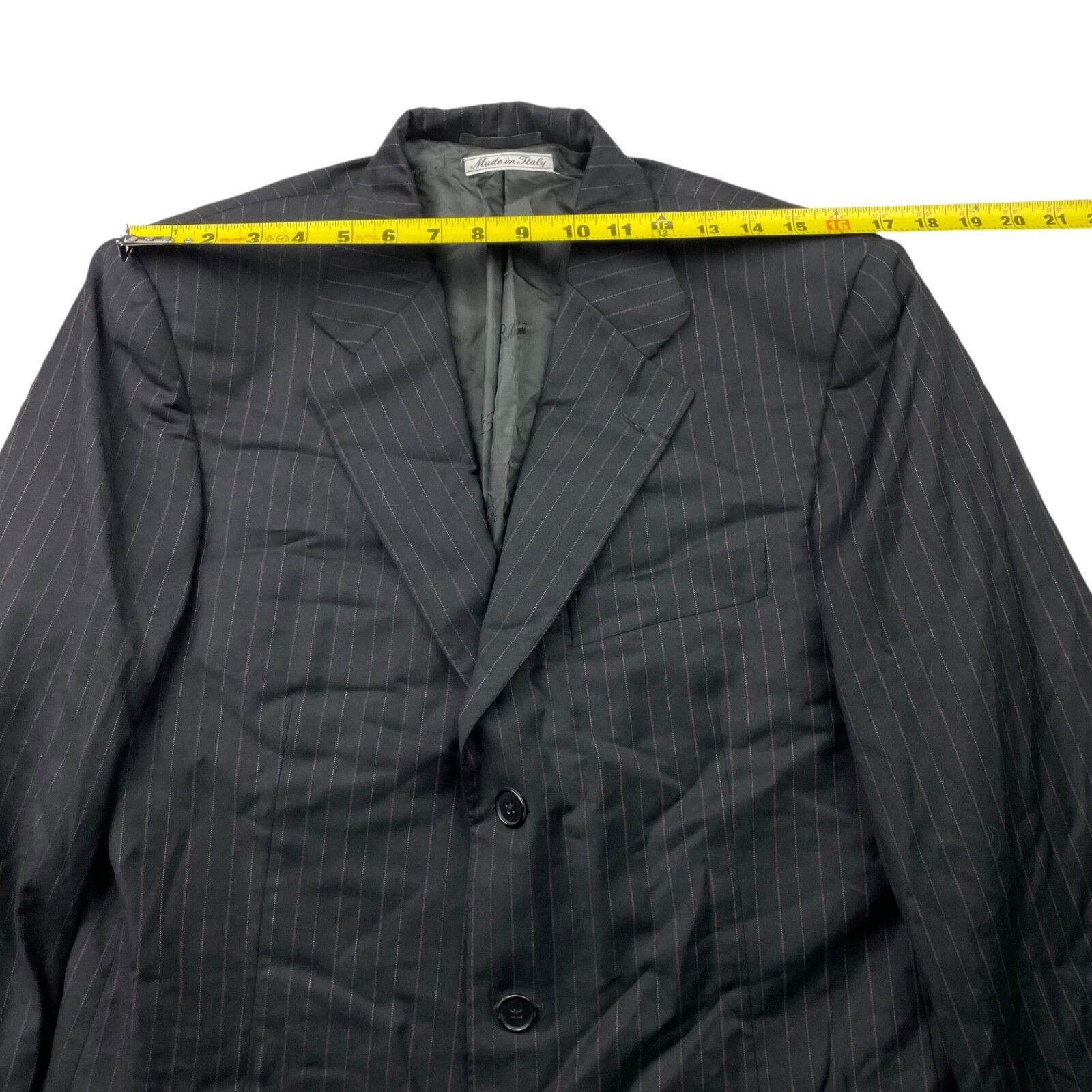 Belvest Belvest Men's 100% Wool 3-Button Suit Black/Pink Stripe • It Size 40S - 11 Thumbnail