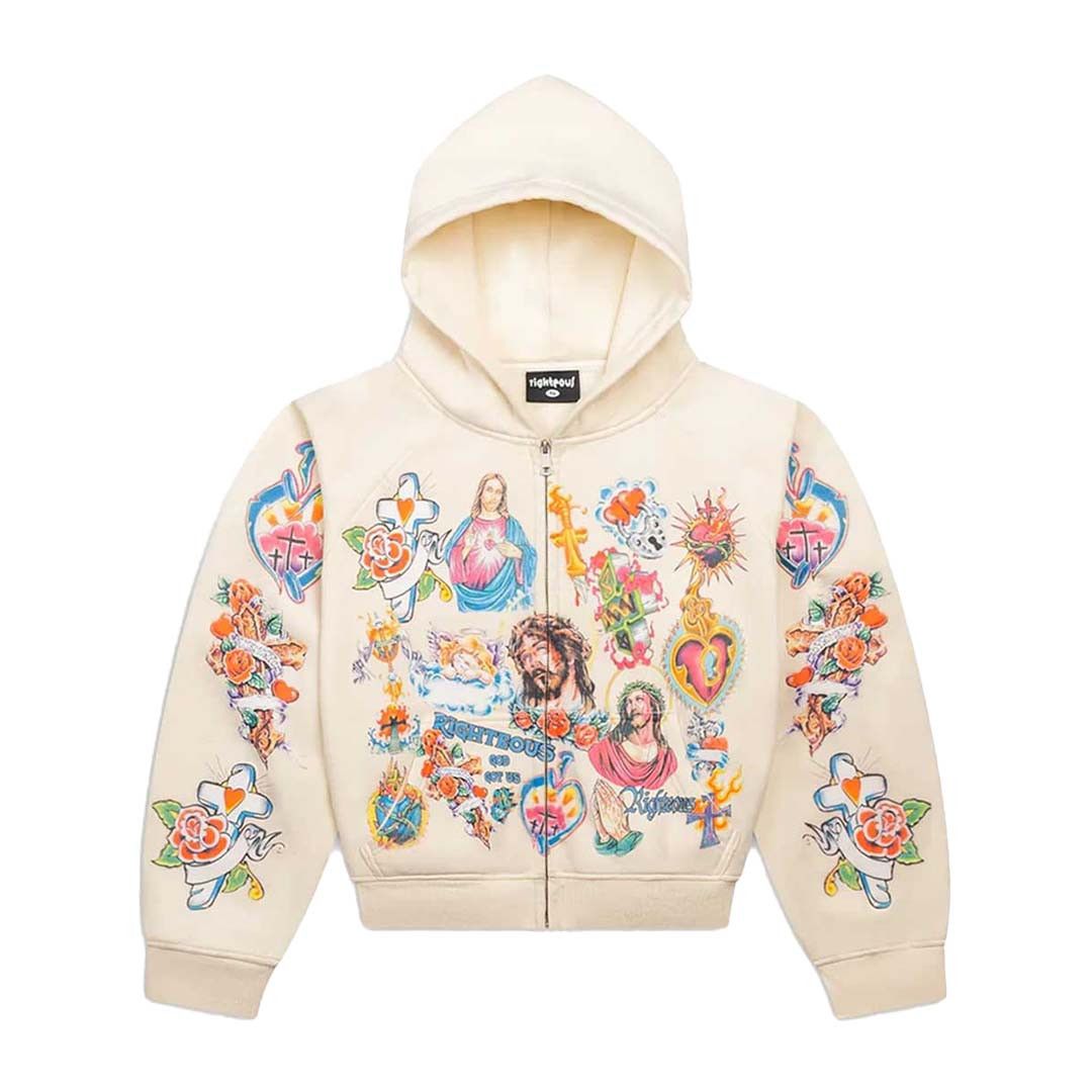 Other Righteous Risen King Cropped Zip Up Hoodie Cream Size US XL / EU 56 / 4 - 1 Preview