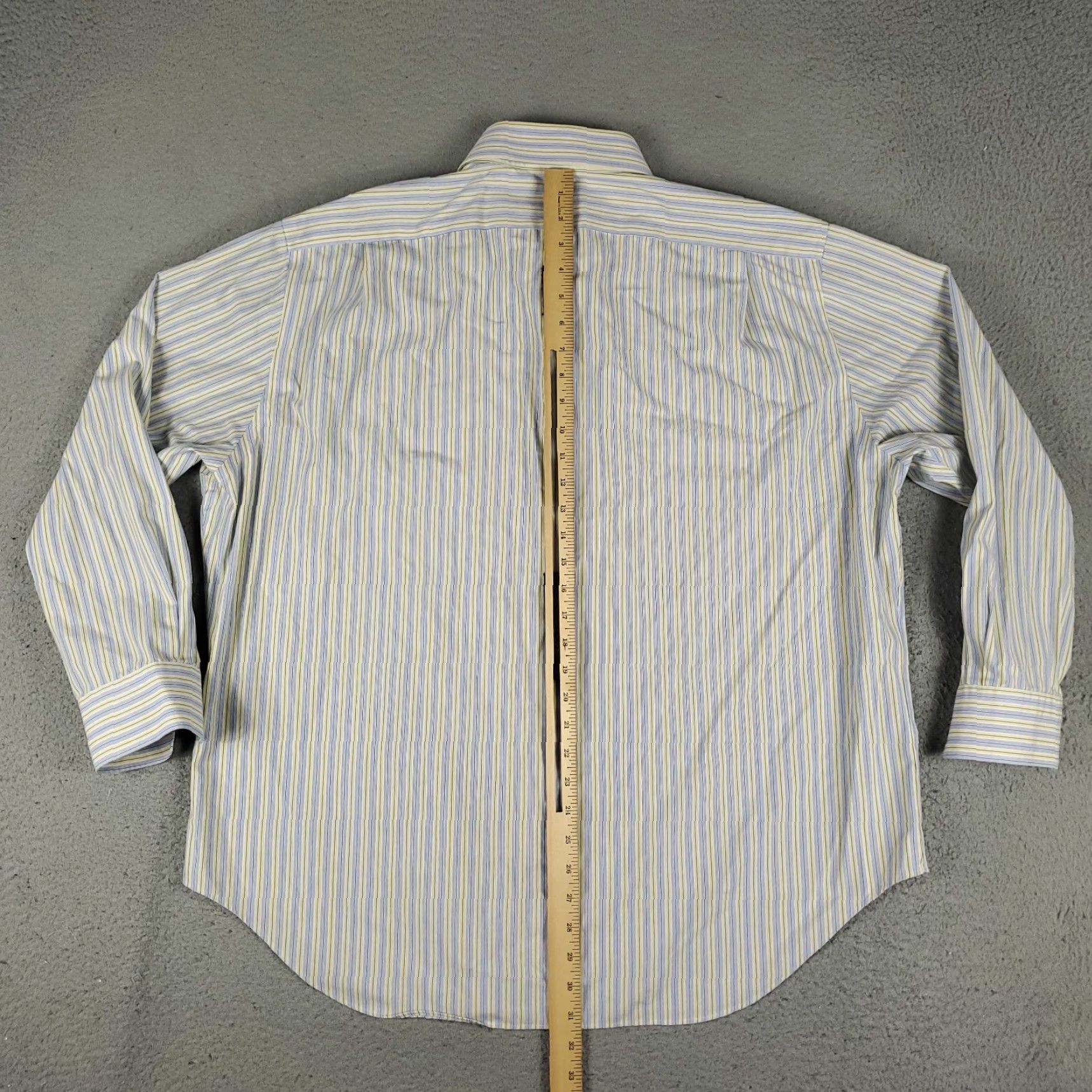 Ralph Lauren Ralph Lauren Dress Shirt Mens Size 17 Blue Yellow Striped Long Sleeve Button Up Cotton Size 46R - 4 Thumbnail