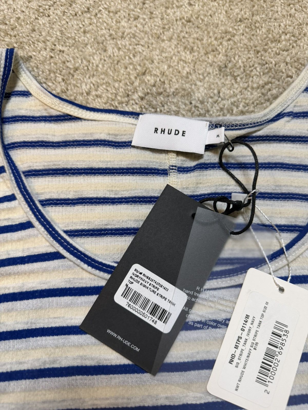 Rhude Rhude Striped Signature Logo Tank Top Size US M / EU 48-50 / 2 - 4 Thumbnail