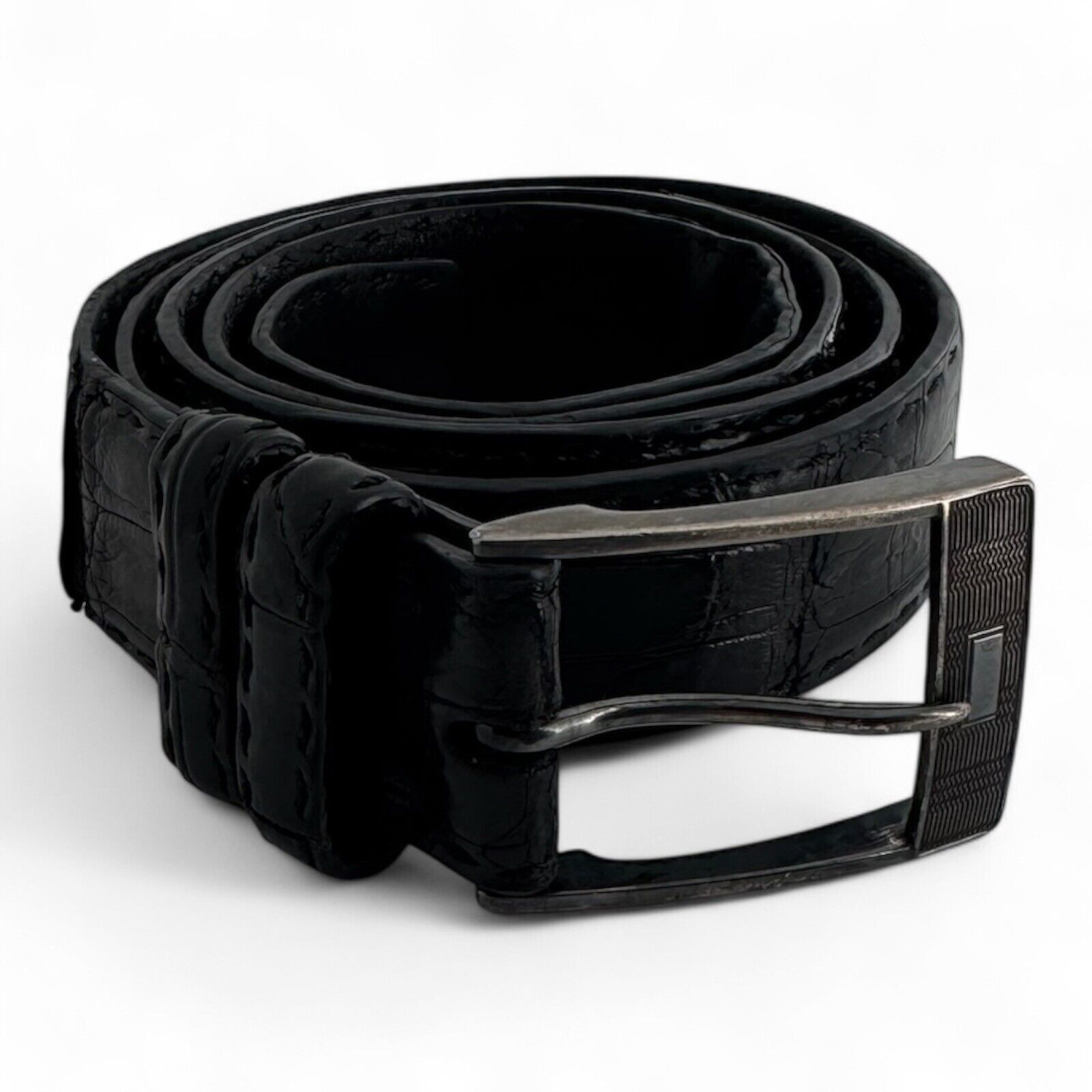 Kiton Kiton Napoli Black Leather Crocodile Belt Men's sz 46 $1900 Size 46 - 1 Thumbnail