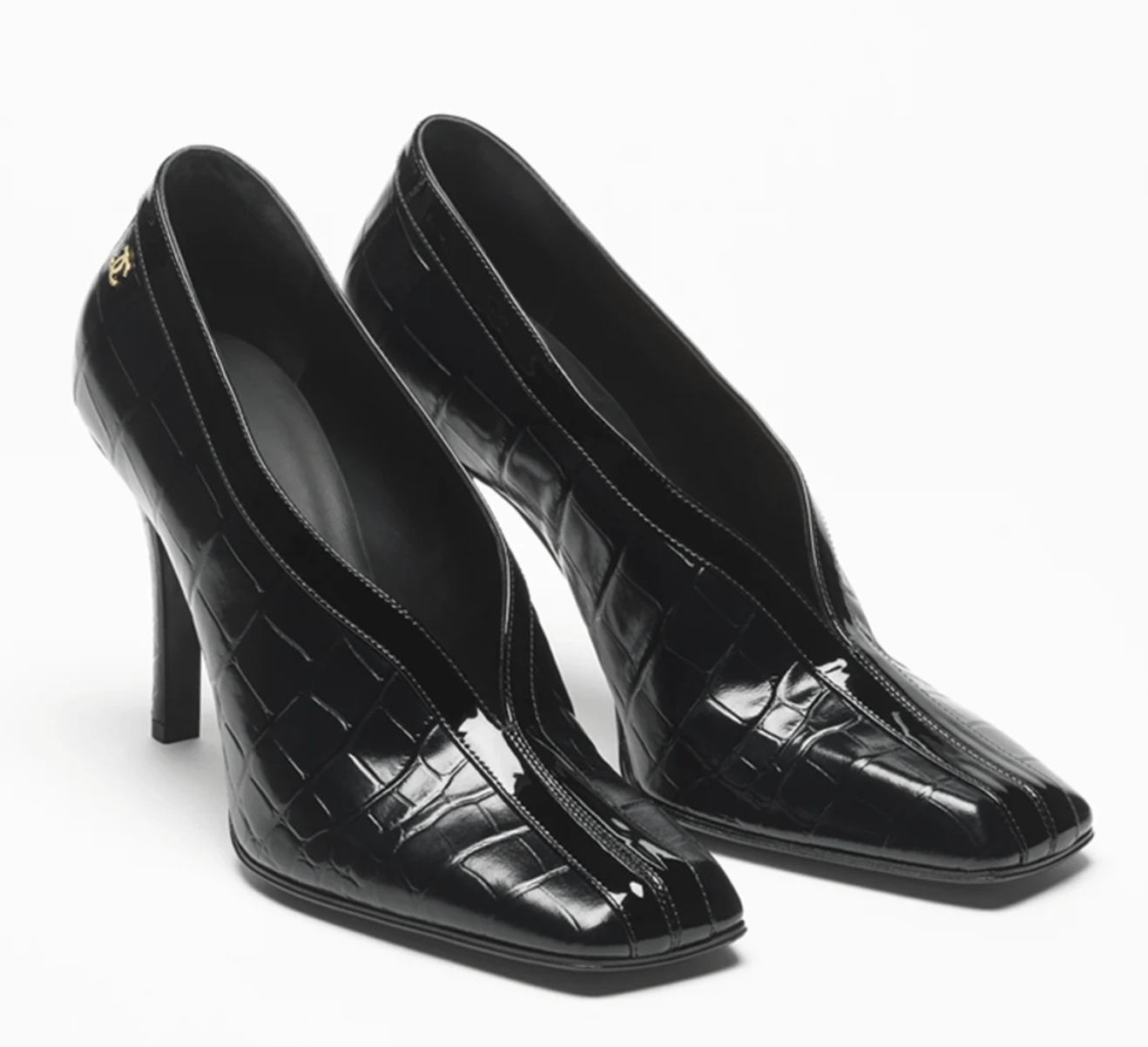 Chanel Chanel 26S Black Crocodile Croc Patent CC Logo Heel Pump 39 Size US 9 / IT 39 - 1 Thumbnail