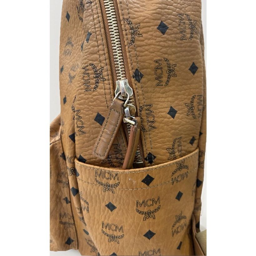 MCM Authenticated MCM Stark Visetos Cognac Medium Backpack Brown Size ONE SIZE - 5 Thumbnail