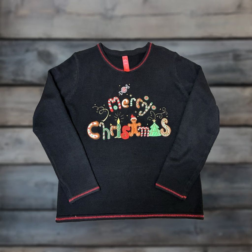 Vintage Holiday Time M Womens Sweater Embroidered Beaded Christmas Size M / US 6-8 / IT 42-44 - 1 Thumbnail