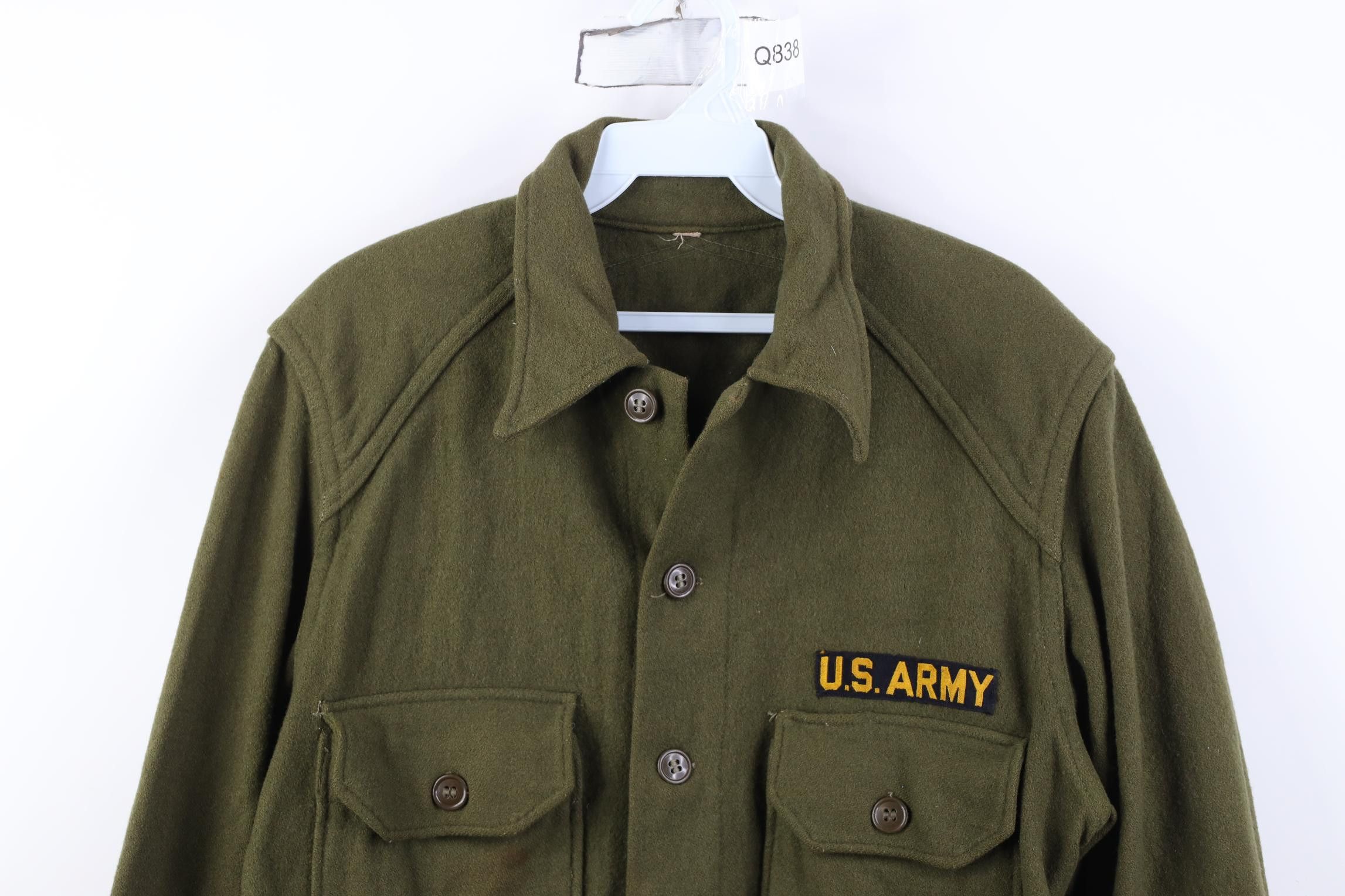 Vintage Vintage 50s Korean War US Army OG 108 Wool Shirt Jacket Size US M / EU 48-50 / 2 - 2 Thumbnail