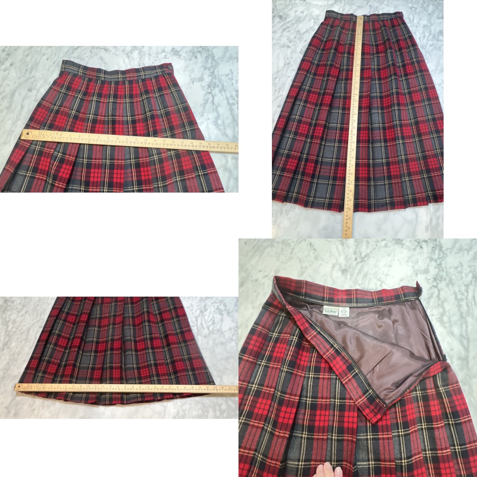 Vintage VINTAGE LL Bean Skirt Petite 8P Red Plaid Tartan 100% Wool Pleated Lined Maxi USA Size 30" / US 8 / IT 44 - 8 Thumbnail