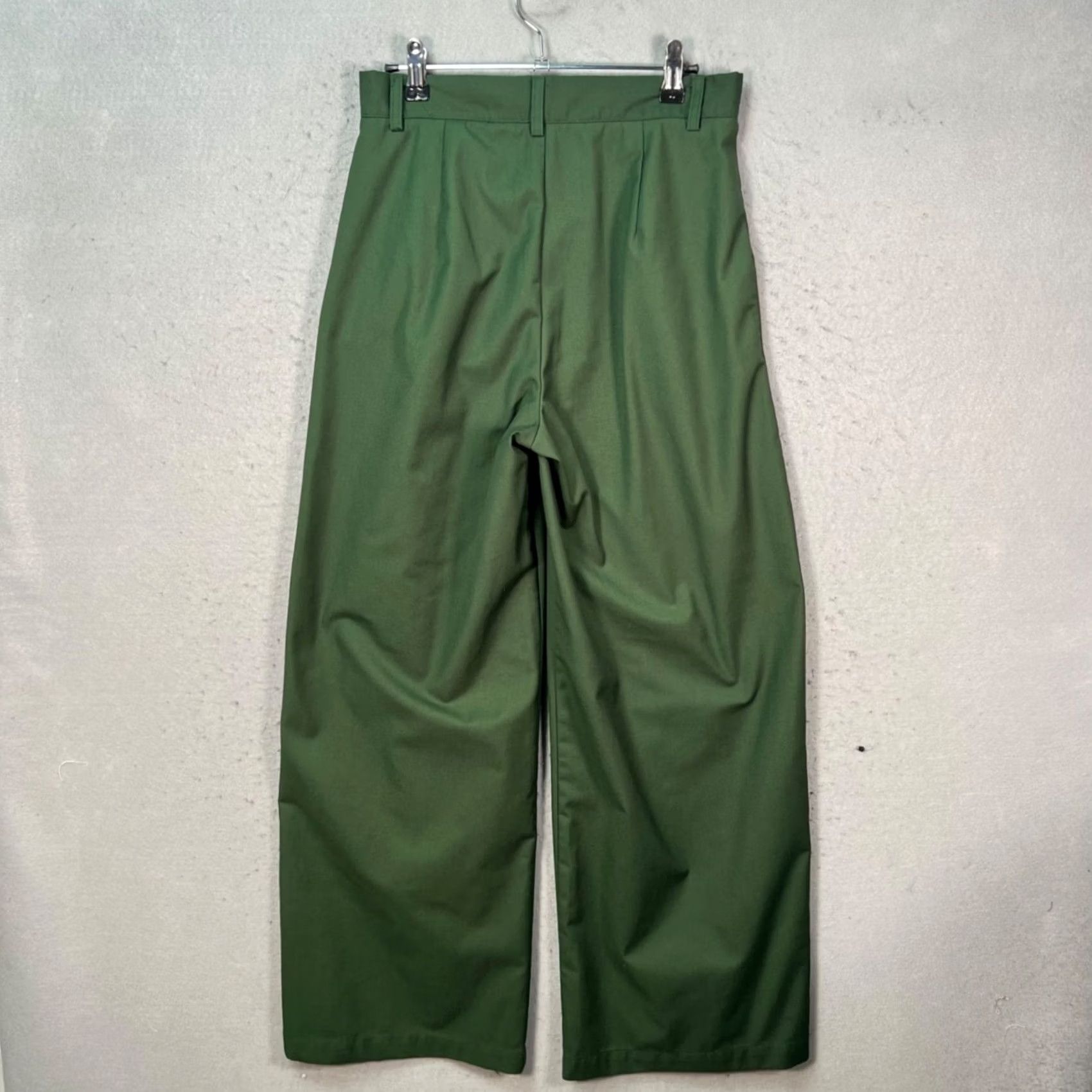 Cider Cider Womens Pants Casual Wide-Leg High-Waisted Green Polyester Front Pleated Inseam 28in Size M Size 32" / US 10 / IT 46 - 2 Thumbnail