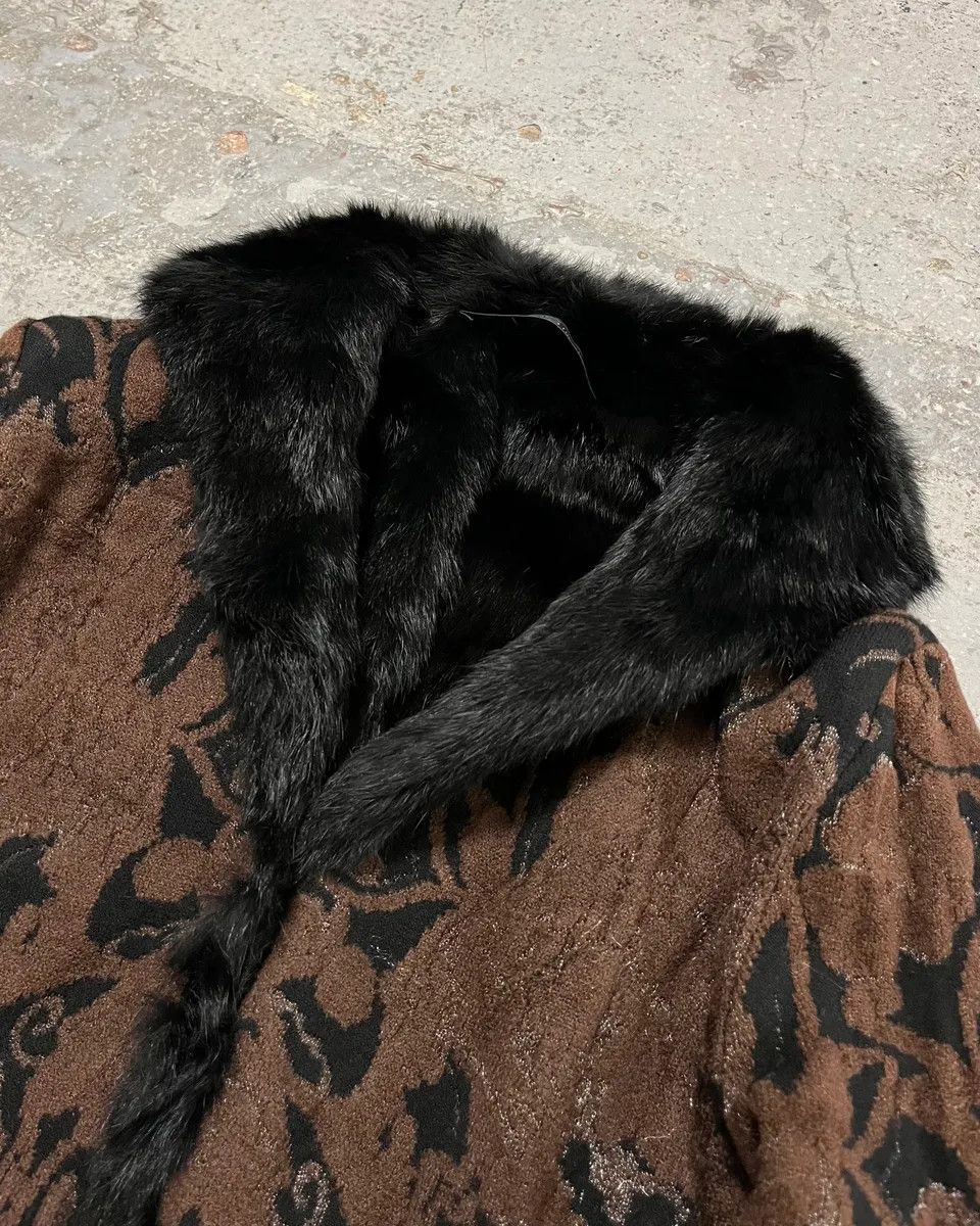Roberto Cavalli 2000s Roberto Cavalli Reversible Black Fur Puffer & Ornament Brown Jacket Size S / US 4 / IT 40 - 8 Thumbnail