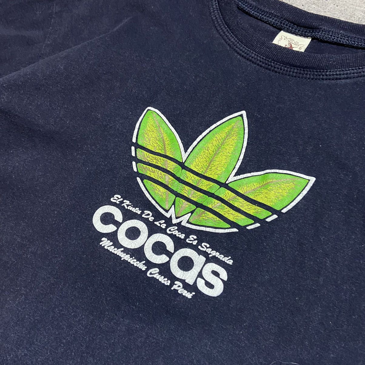 Vintage 📌 Adult Humor Cocas Adidas Marijuana T-Shirt Size US L / EU 52-54 / 3 - 4 Thumbnail