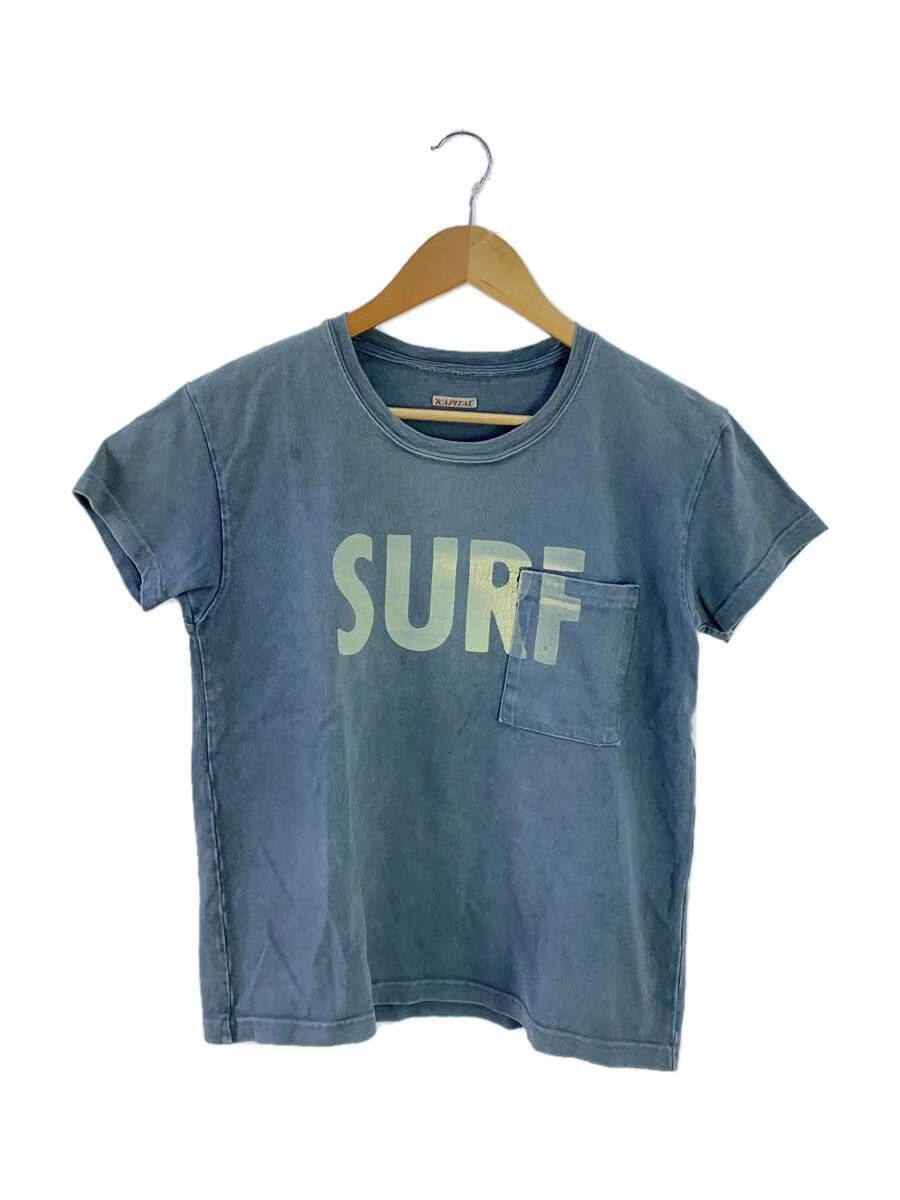 image of Kapital Vintage "surf" Short Sleeve Pocket Ringer Tee in Blue, Men's (Size Small)