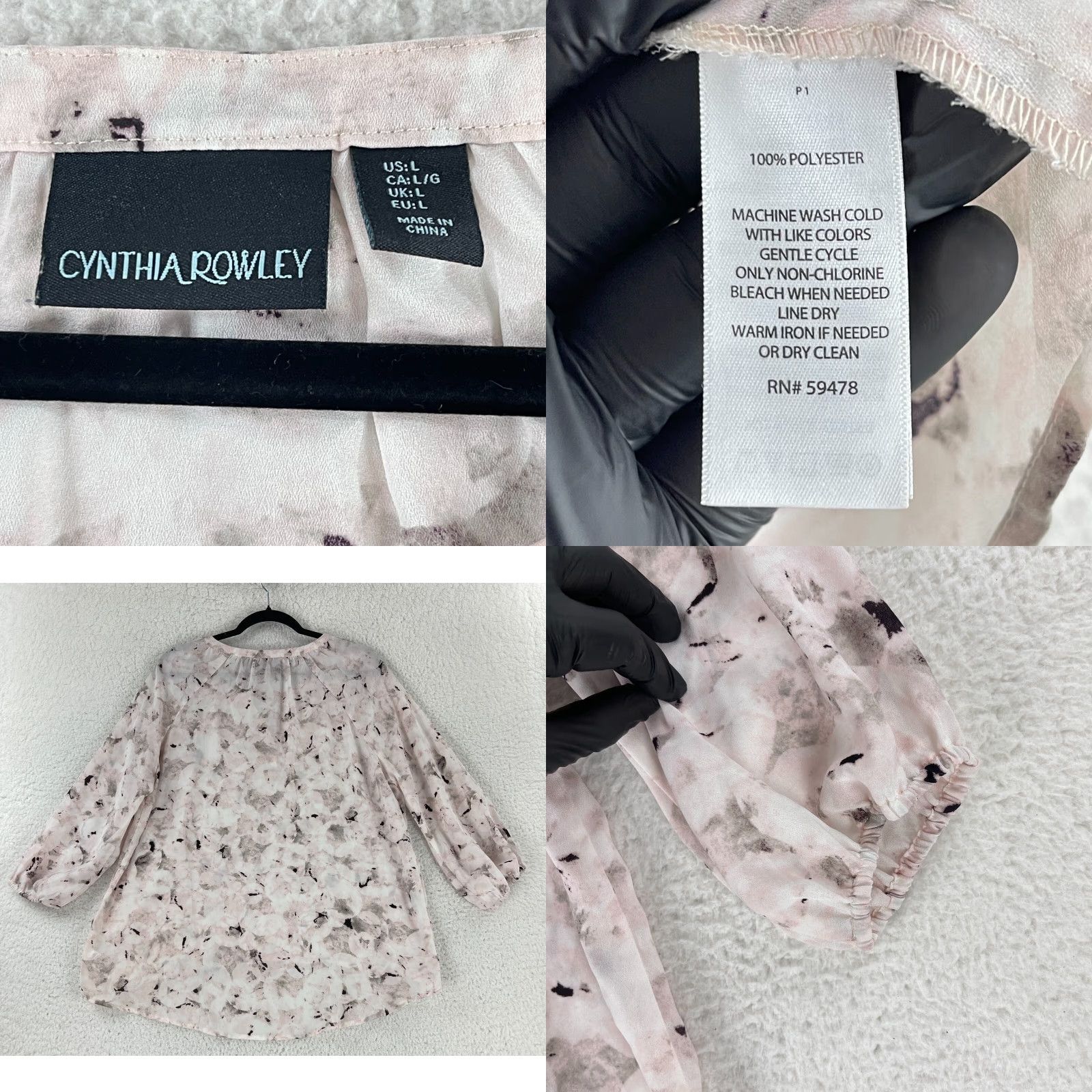 Cynthia Rowley Cynthia Rowley Shirt Womens Pink V-Neck 3/4 Sleeve Flowy Pullover Large Housekeeping: None Size S / US 4 / IT 40 - 8 Thumbnail
