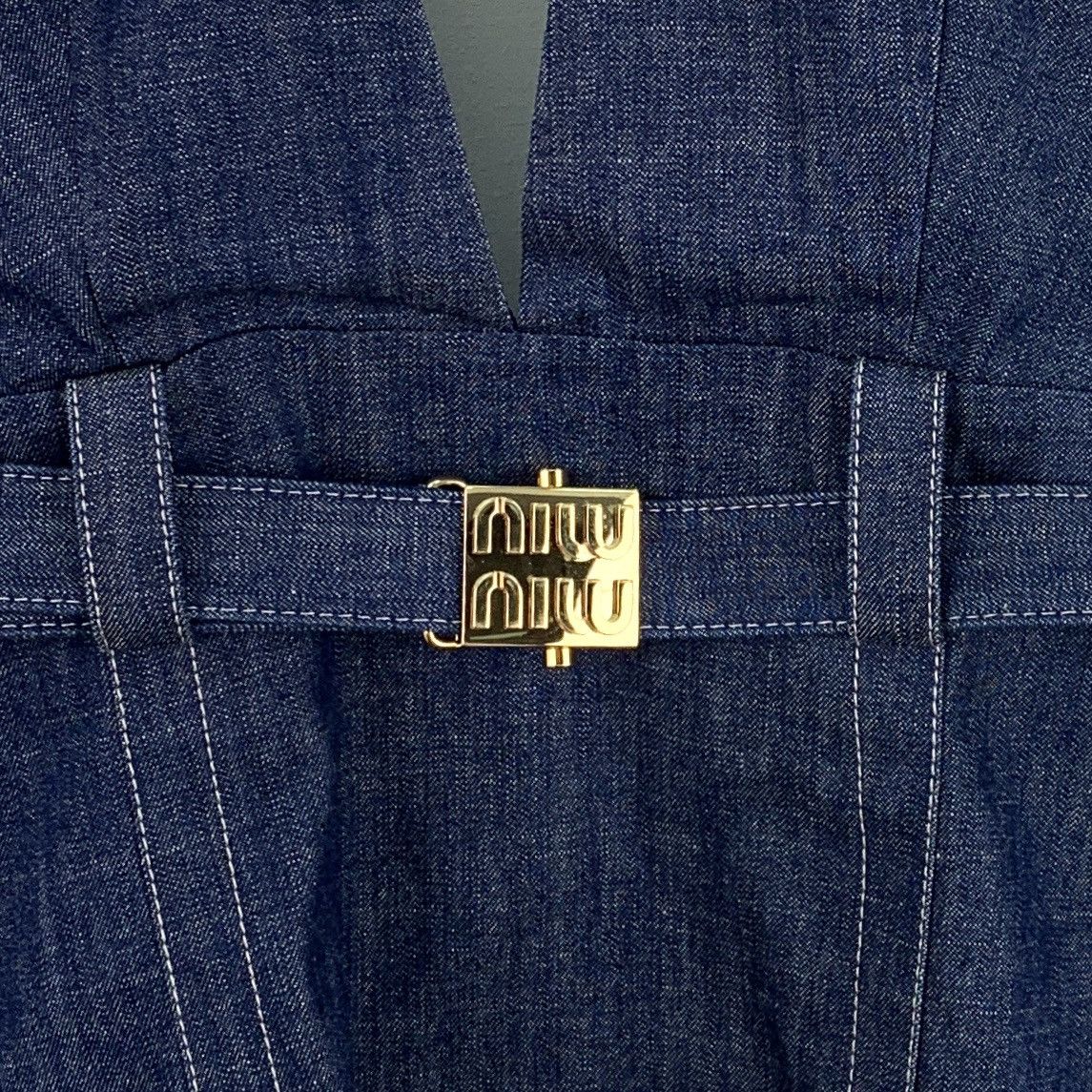 Miu Miu MiuMiu 23 navy blue cotton denim camisole dress Size XS / US 0-2 / IT 36-38 - 4 Thumbnail
