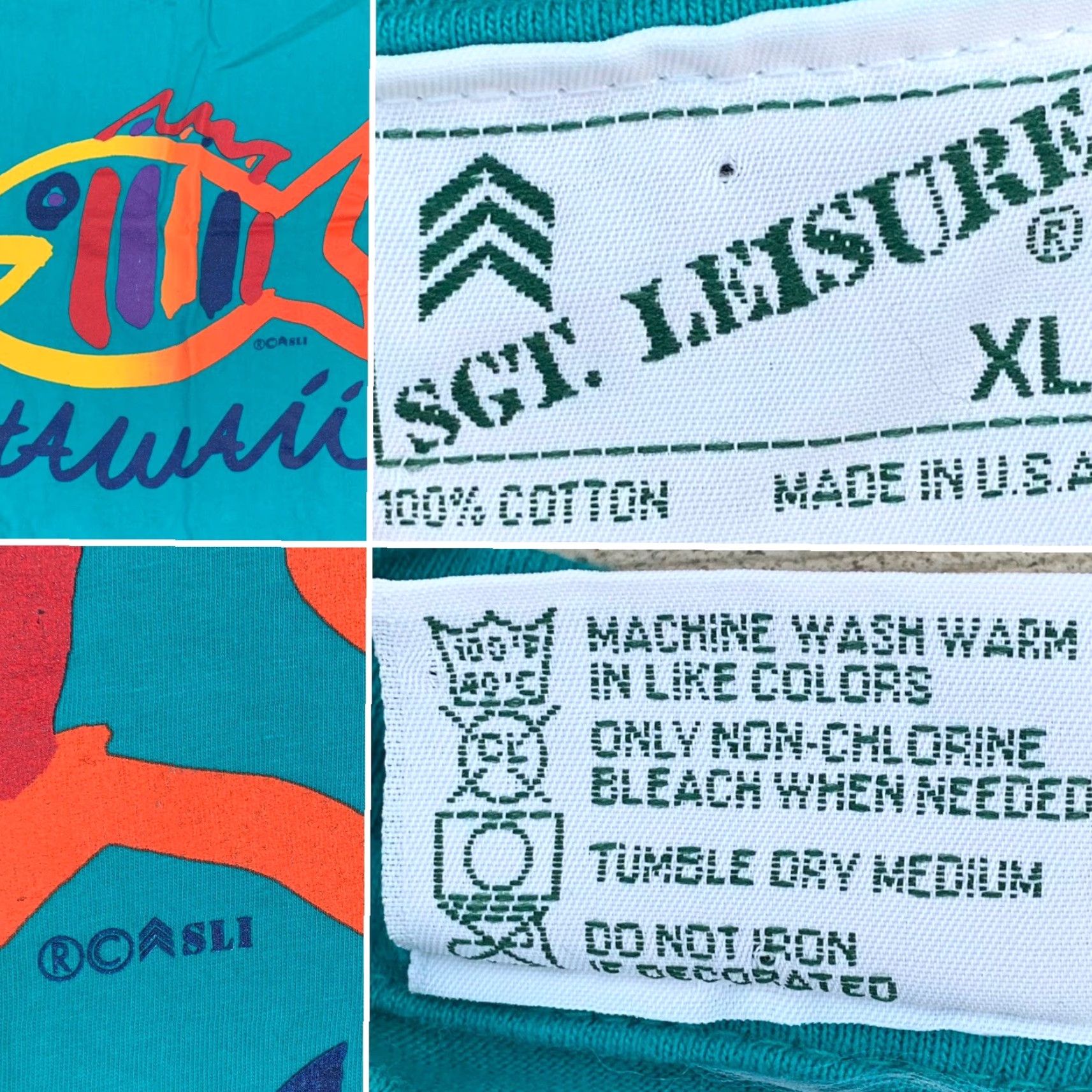 Rainbow VINTAGE Sgt Leisure T Shirt rainbow fish Hawaii single stitch XL 80s 90s 1980s Size US XL / EU 56 / 4 - 3 Thumbnail