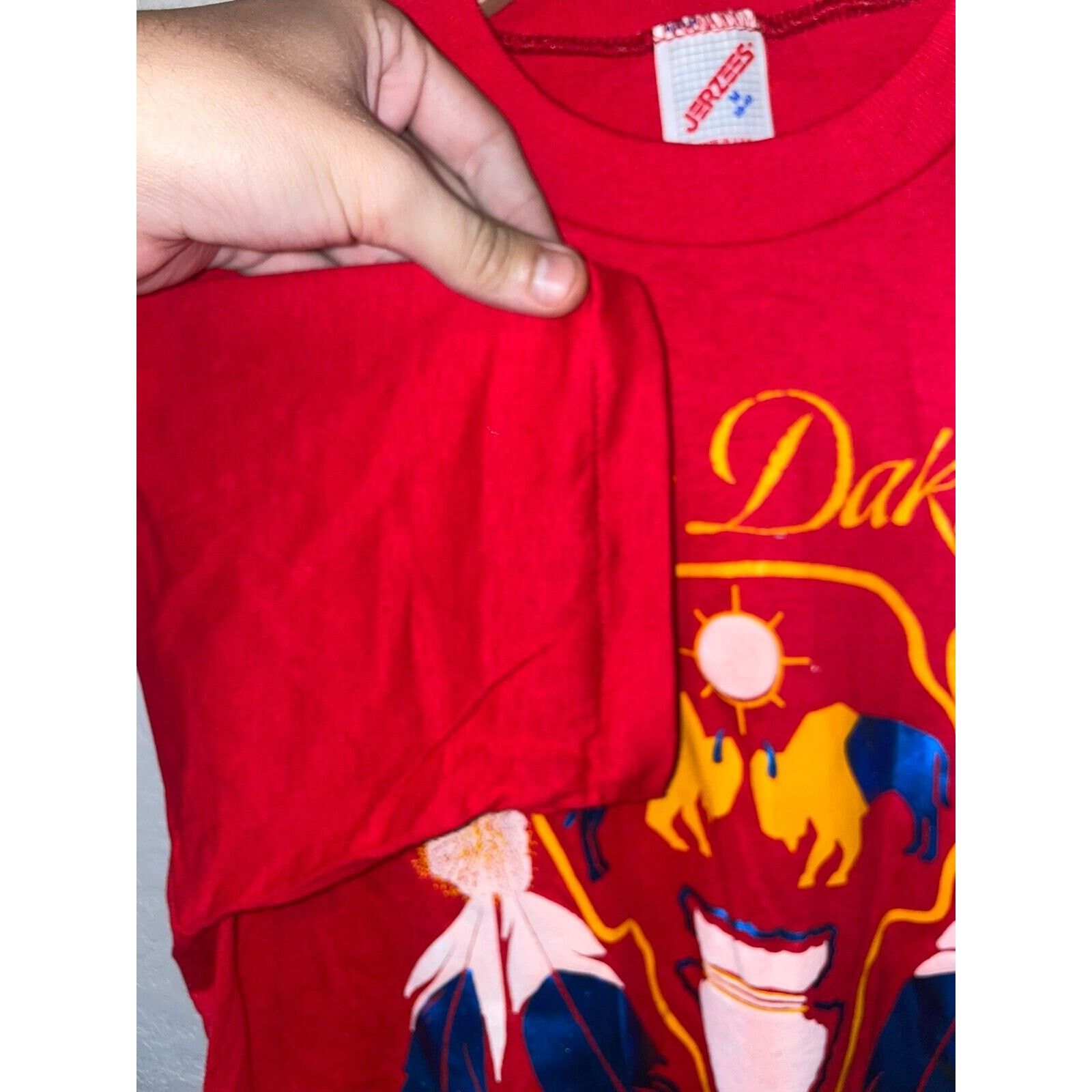 Jerzees Vintage South Dakota Shirt Native American Red Tee 90s VTG M Size US M / EU 48-50 / 2 - 8 Thumbnail