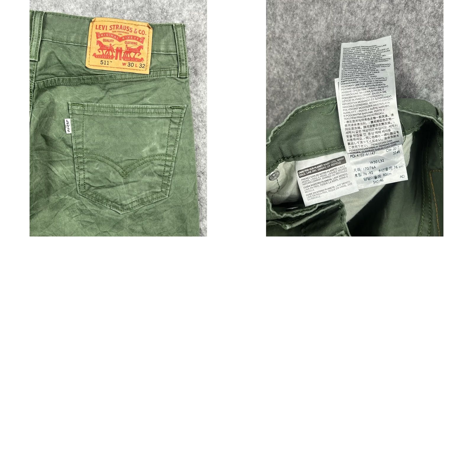 Levi's Levi's 511 Jeans Green Slim Straight Regular Men 30x32 Denim Cotton Blend Button Zip 5-Pocket Unit Vintage No Size US 30 / EU 46 - 8 Thumbnail