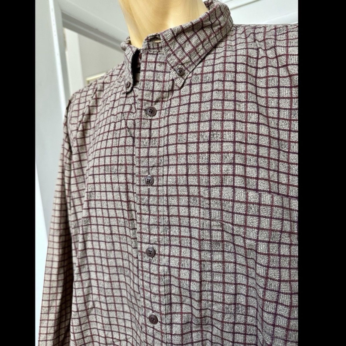 Chaps Ralph Lauren VINTAGE 1990s CHAPS RALPH LAUREN SHIRT MAROON TAN PLAID 2XLT Size US XXL / EU 58 / 5 - 3 Thumbnail