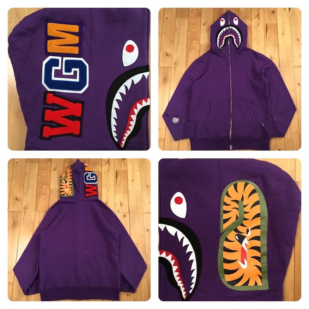Bape BAPE Purple WGM shark full zip hoodie a bathing ape Size US L / EU 52-54 / 3 - 1 Thumbnail