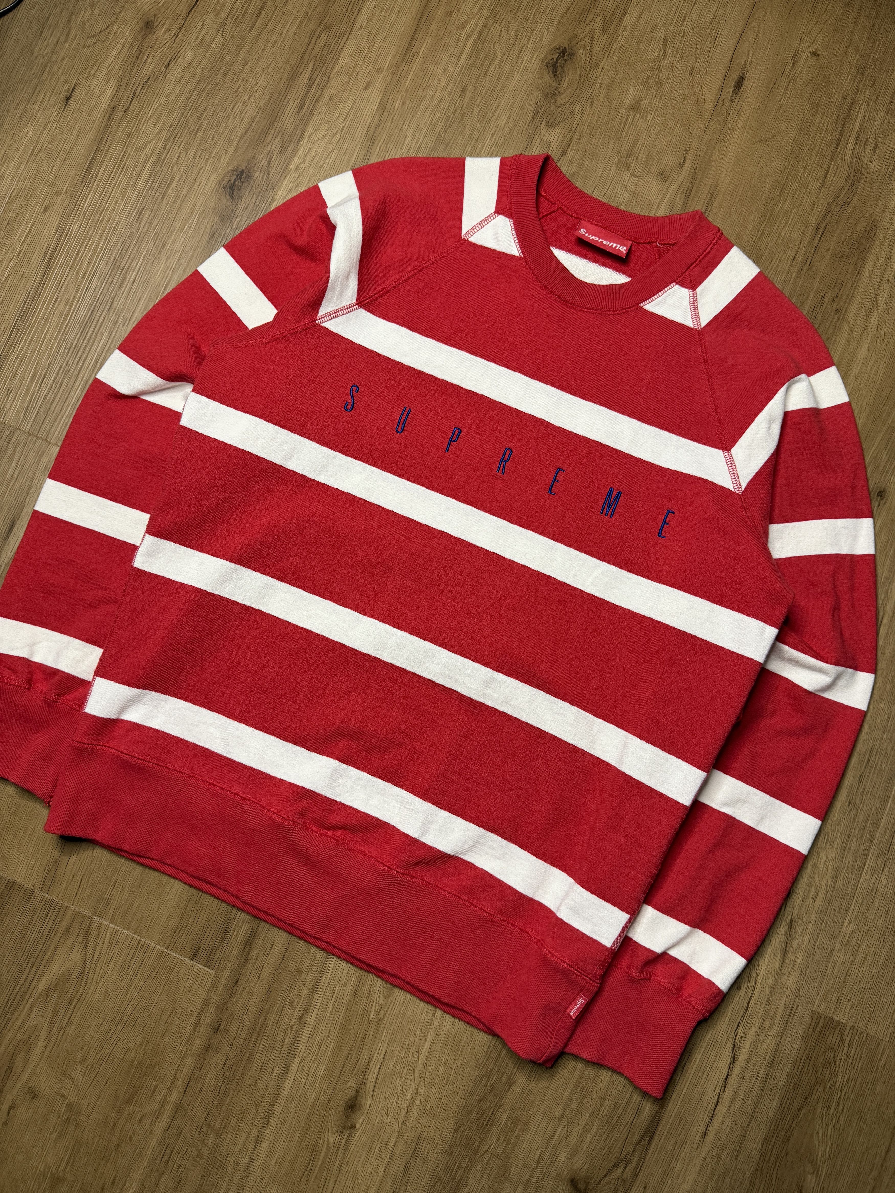 Supreme Supreme FW15 Striped Raglan Crewneck Red Size US M / EU 48-50 / 2 - 3 Thumbnail