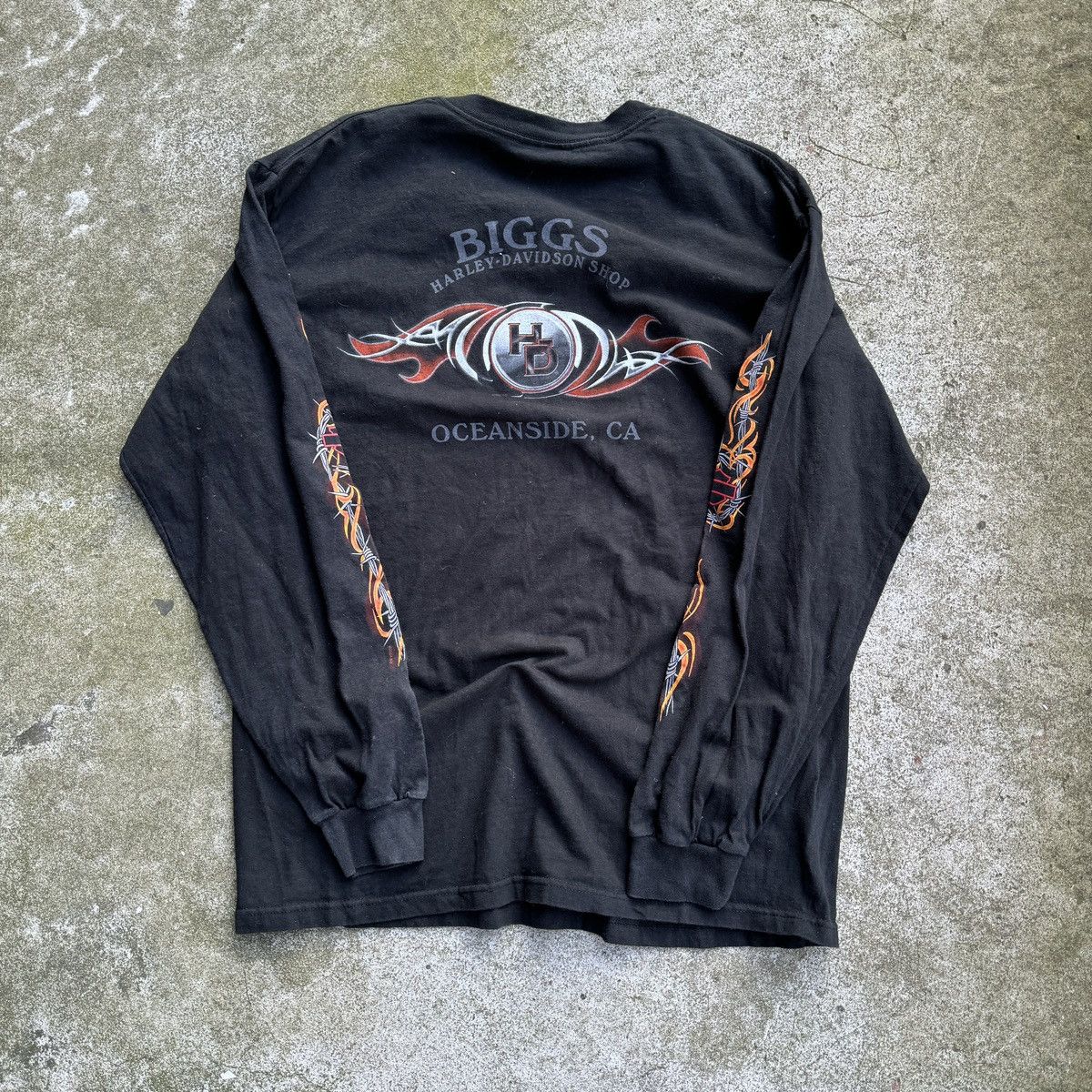 Harley Davidson Harley Faded Wire Flame Longsleeve Shirt ERD Grunge WCC Size US L / EU 52-54 / 3 - 6 Thumbnail