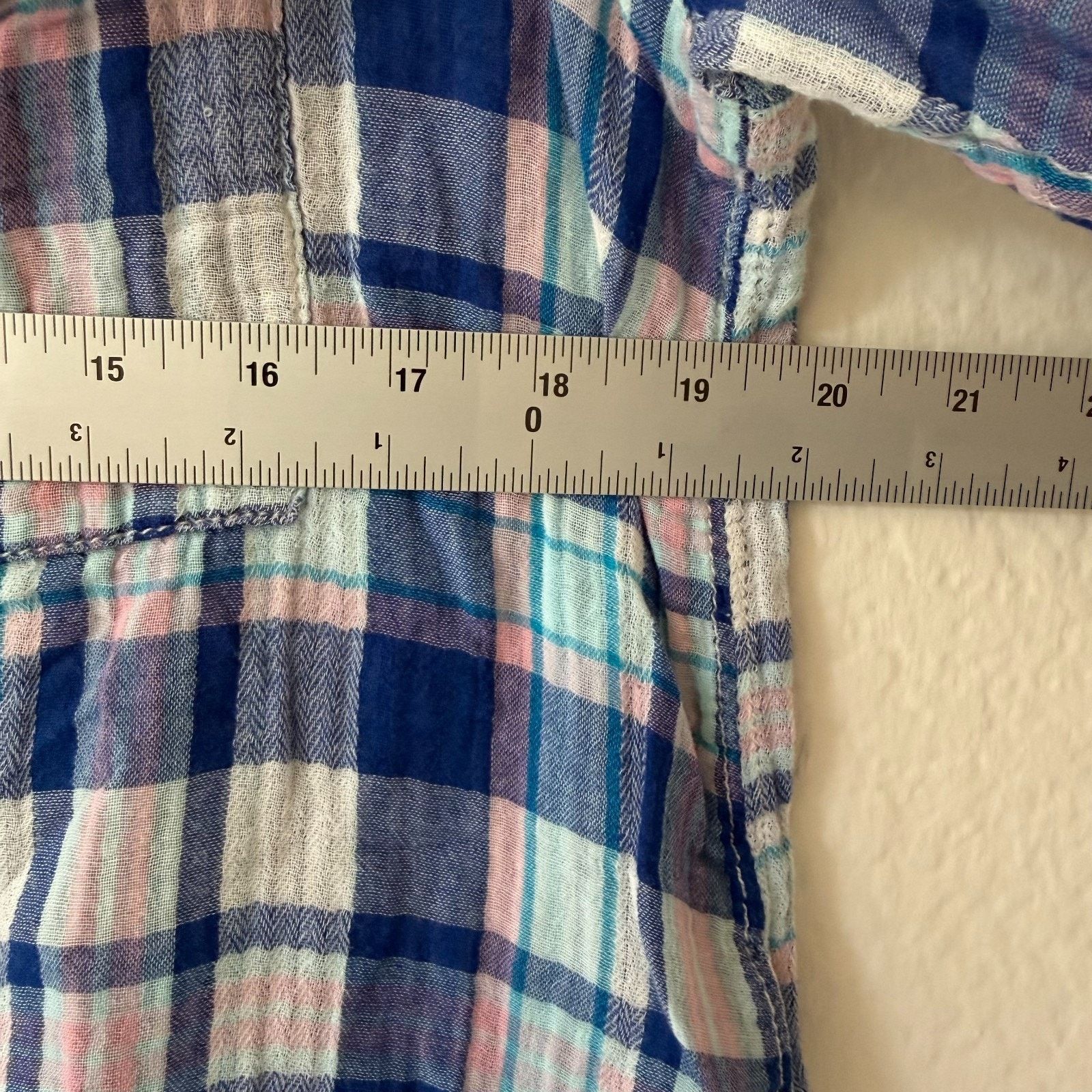 H&M H&M L.O.G.G. Blue Plaid Gauze Button Down Shirt Women's 14 Size XL / US 12-14 / IT 48-50 - 5 Thumbnail