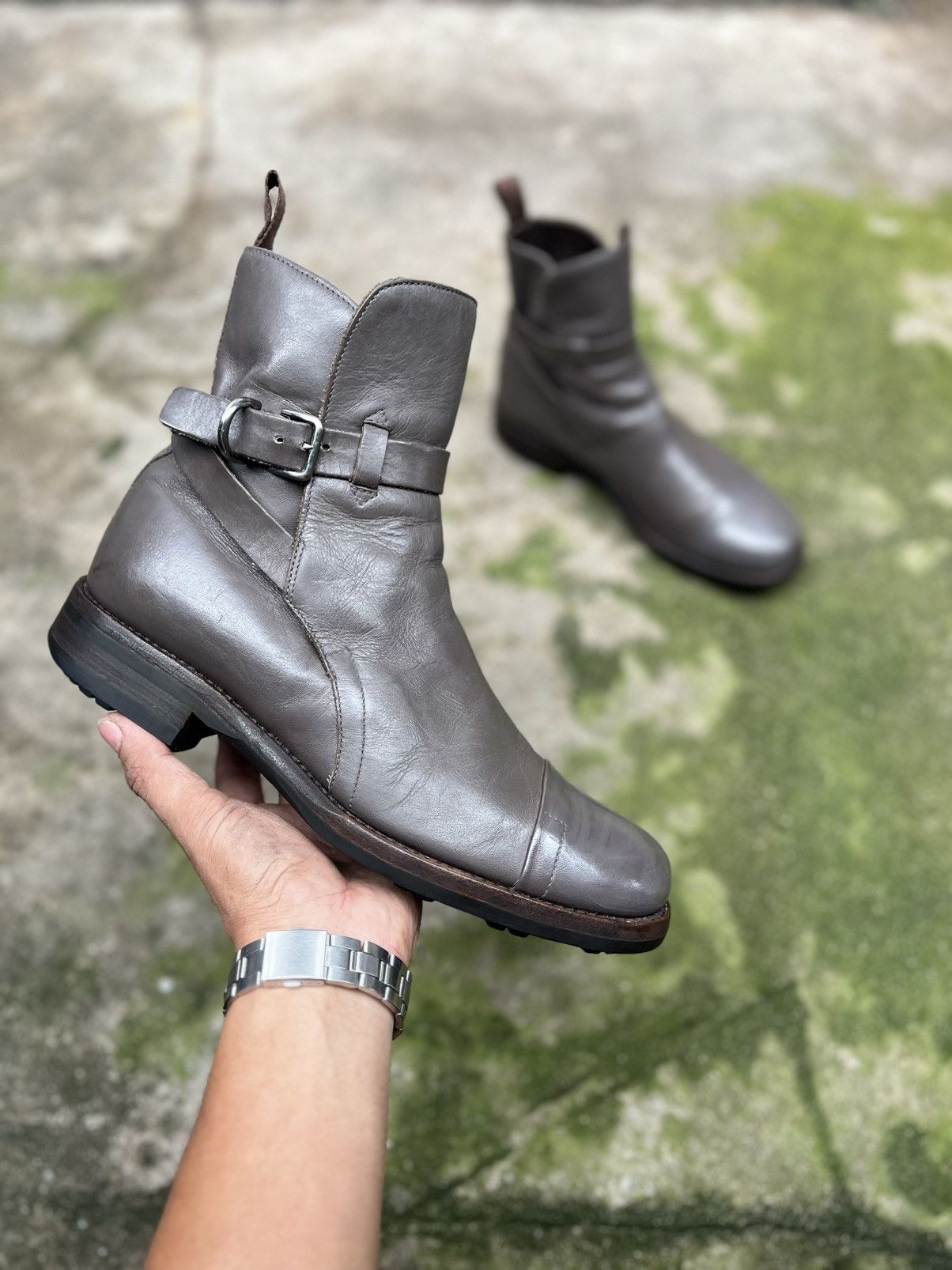 Prada PRADA GREY LEATHER ANKLE BOOT Size US 8.5 / EU 41-42 - 9 Thumbnail