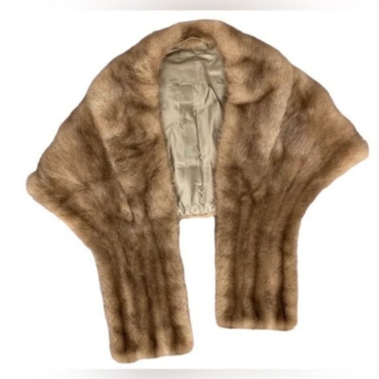 image of Made In Canada Canada Majestic Mink Fur Shawl Wrap Coat in Brown Tan, Women's