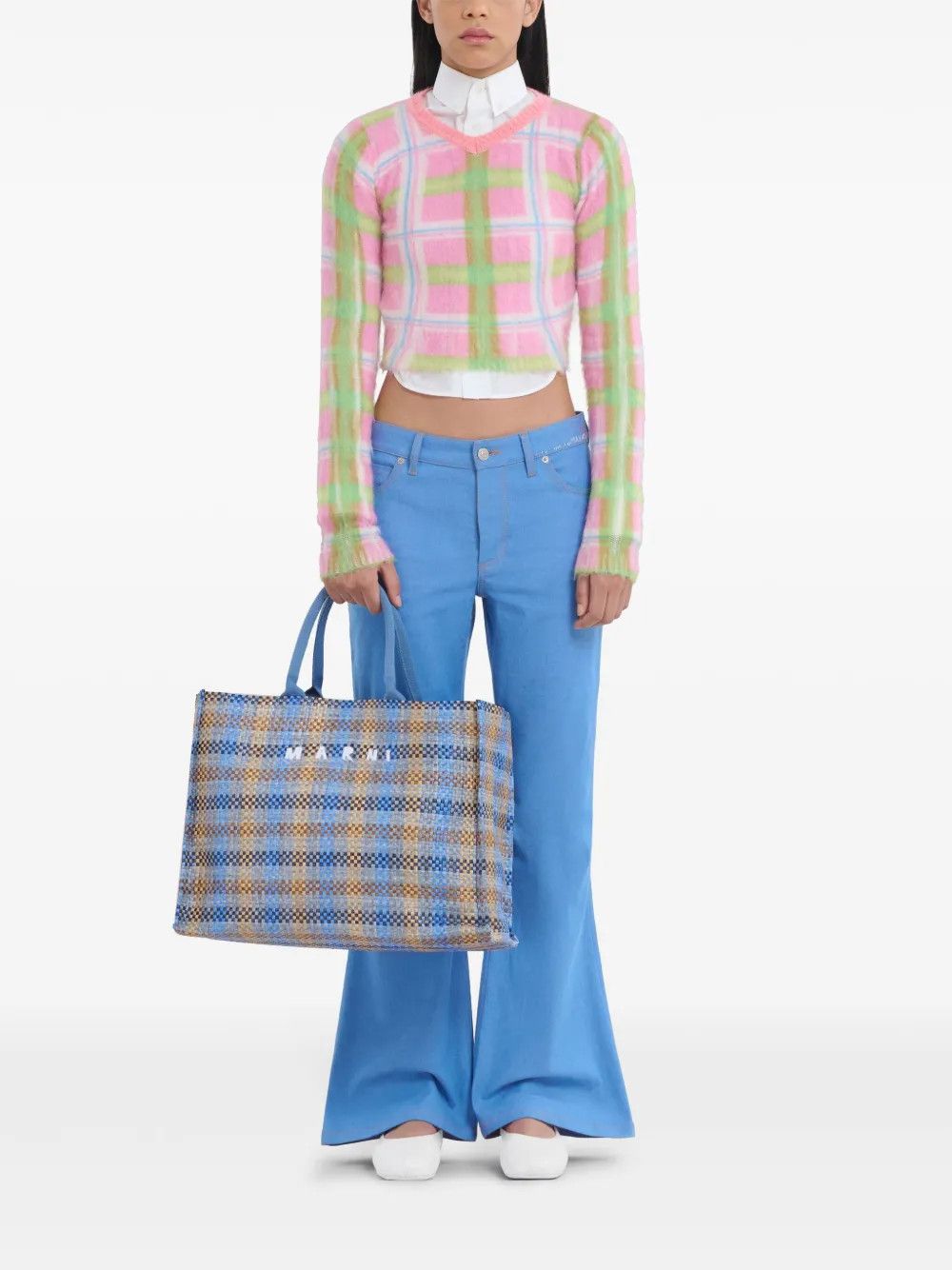 Marni oc11z0525 Size: OS/Checkedred Shopping Bag in Blue Size ONE SIZE - 5 Thumbnail